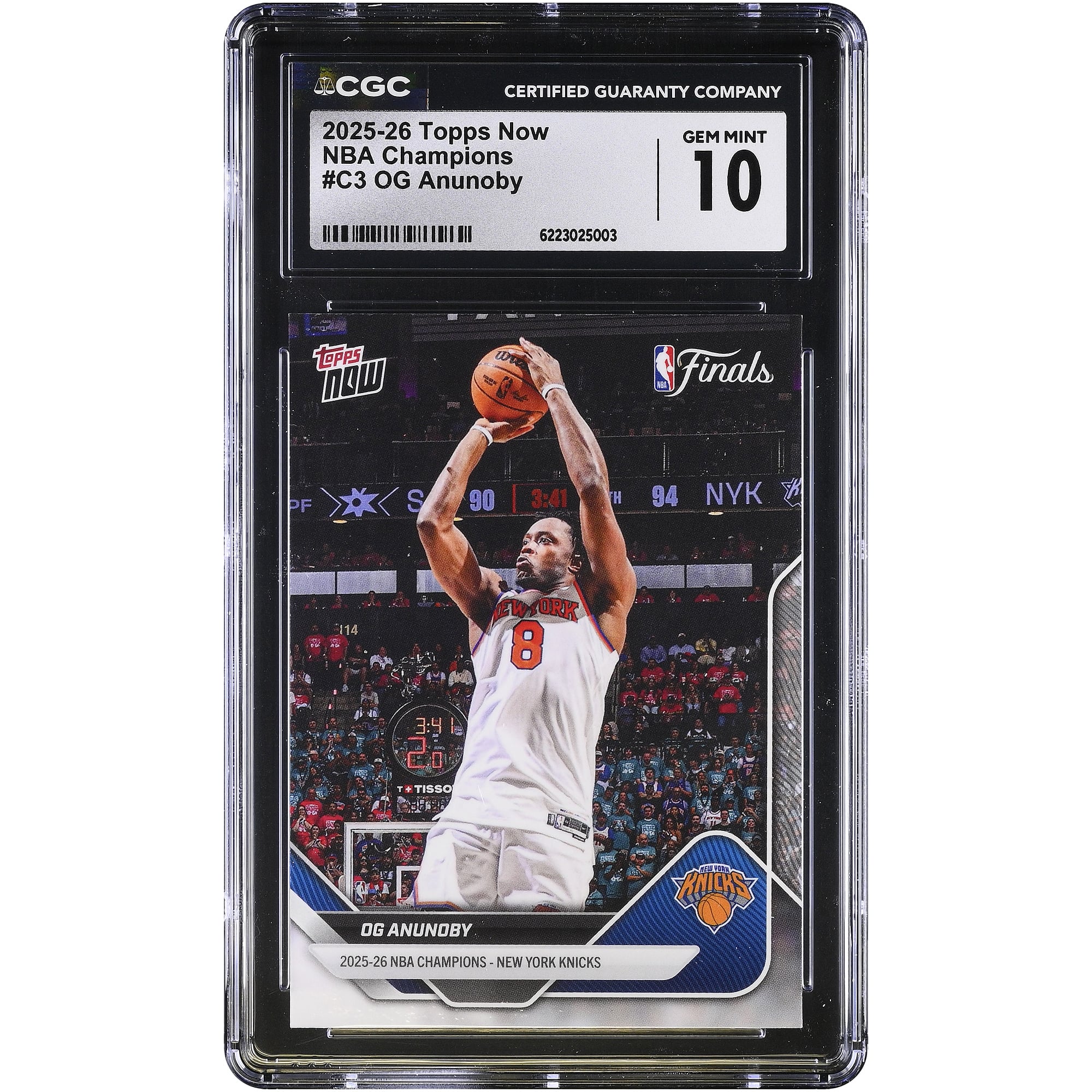 OG Anunoby New York Knicks 2025-26 Topps Now 25-26 NBA Champions #C3 CGC Authenticated GEM MINT 10 Card