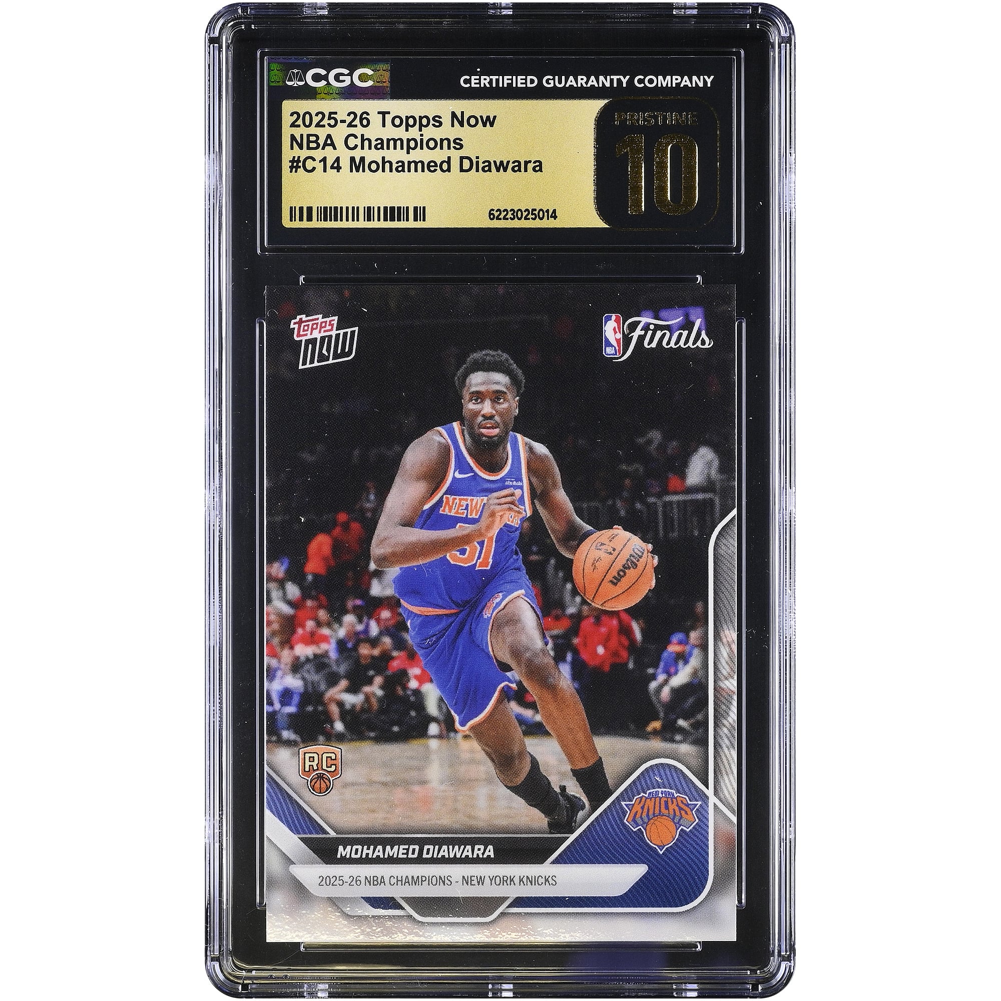 Mohamed Diawara New York Knicks 2025-26 Topps Now 25-26 NBA Champions #C14 CGC Authenticated PRISTINE 10 Rookie Card