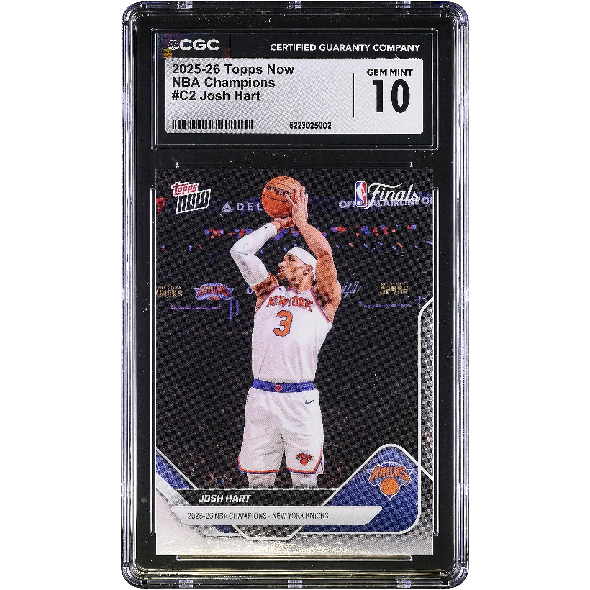 Josh Hart New York Knicks 2025-26 Topps Now 25-26 NBA Champions #C2 CGC Authenticated GEM MINT 10 Card