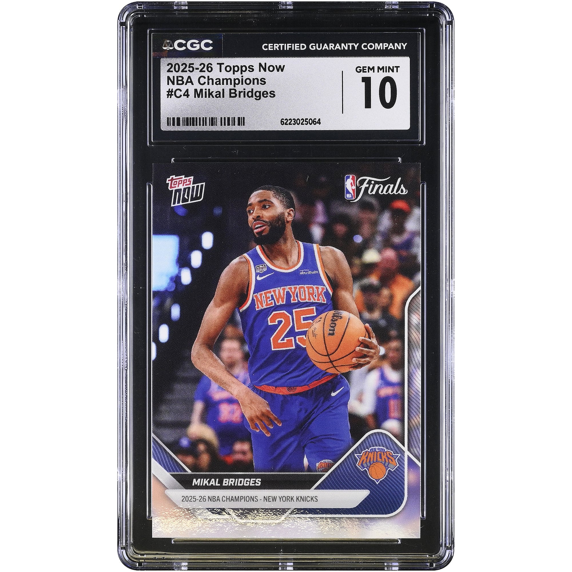 Mikal Bridges, New York Knicks, 2025-26 Topps Now 25-26 NBA Champions #C4, CGC-authentifiziert, GEM MINT 10-Karte