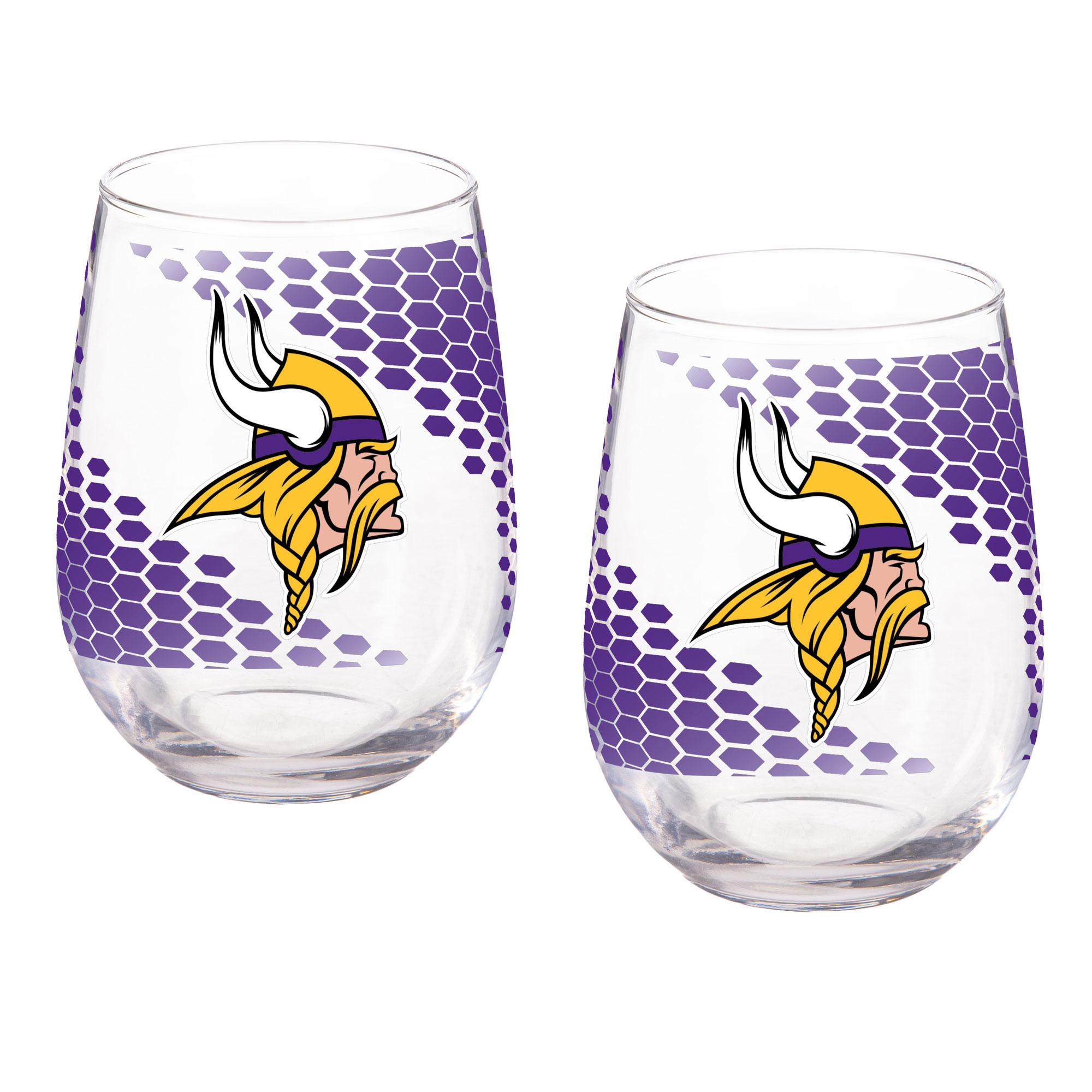 Minnesota Vikings Two-Piece 17oz. Color Fade Stemless Wine Glass Set