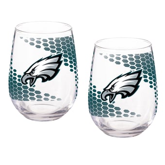 Philadelphia Eagles Two-Piece 17oz. Color Fade Stemless Wine Glass Set