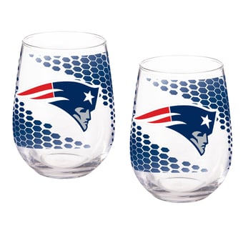 New England Patriots Two-Piece 17oz. Color Fade Stemless Wine Glass Set