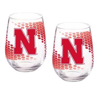 Nebraska Huskers Two-Piece 17oz. Color Fade Stemless Wine Glass Set