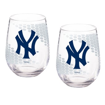 New York Yankees Two-Piece 17oz. Color Fade Stemless Wine Glass Set