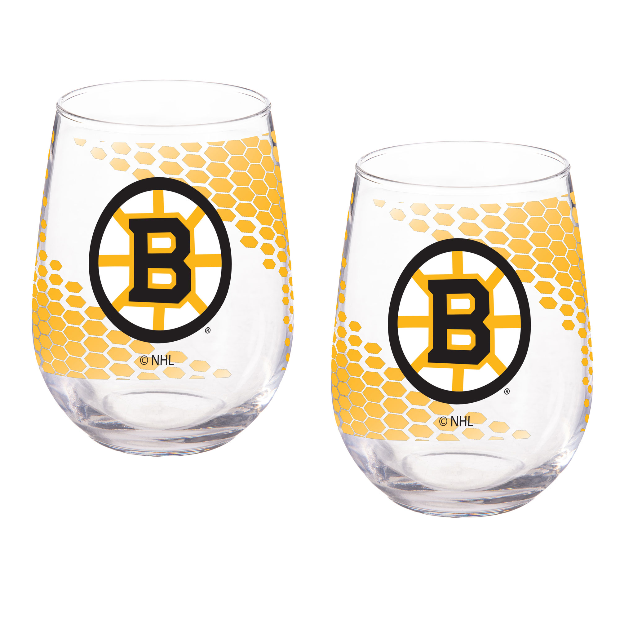 Boston Bruins Two-Piece 17oz. Color Fade Stemless Wine Glass Set