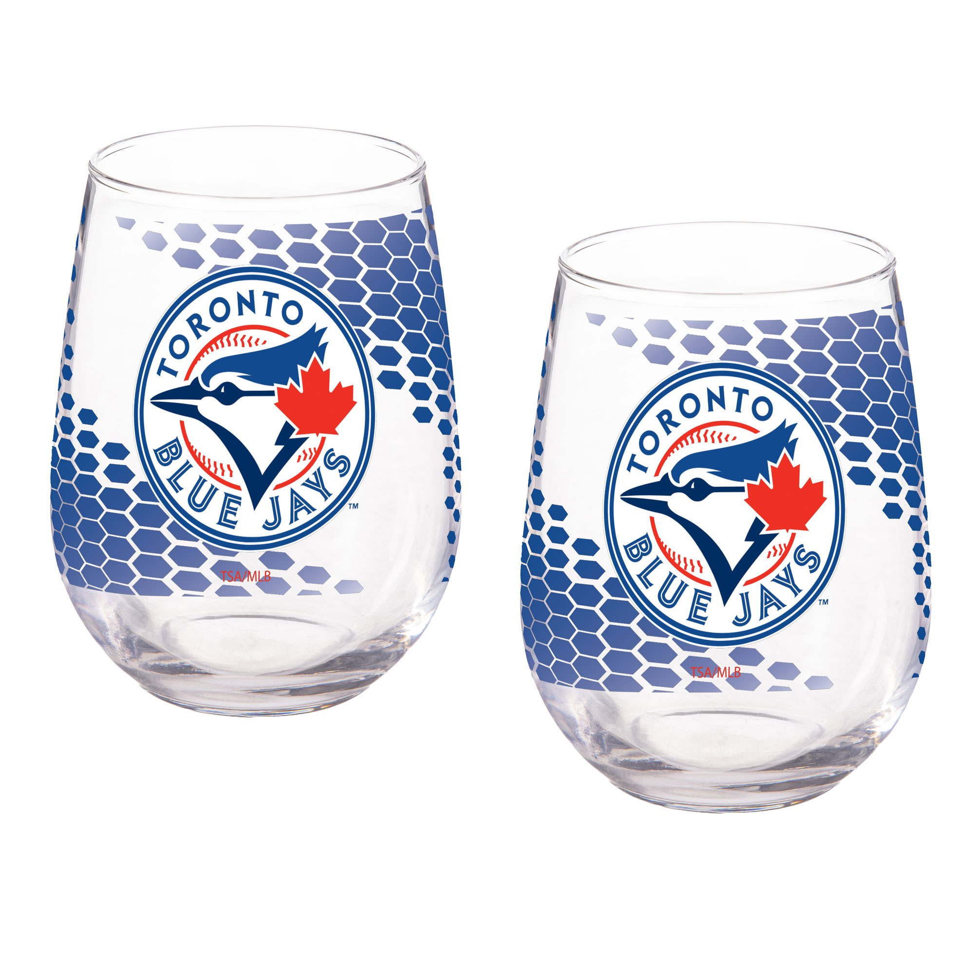 Toronto Blue Jays Two-Piece 17oz. Color Fade Stemless Wine Glass Set