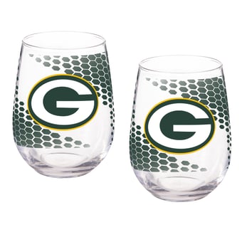 Green Bay Packers Two-Piece 17oz. Color Fade Stemless Wine Glass Set