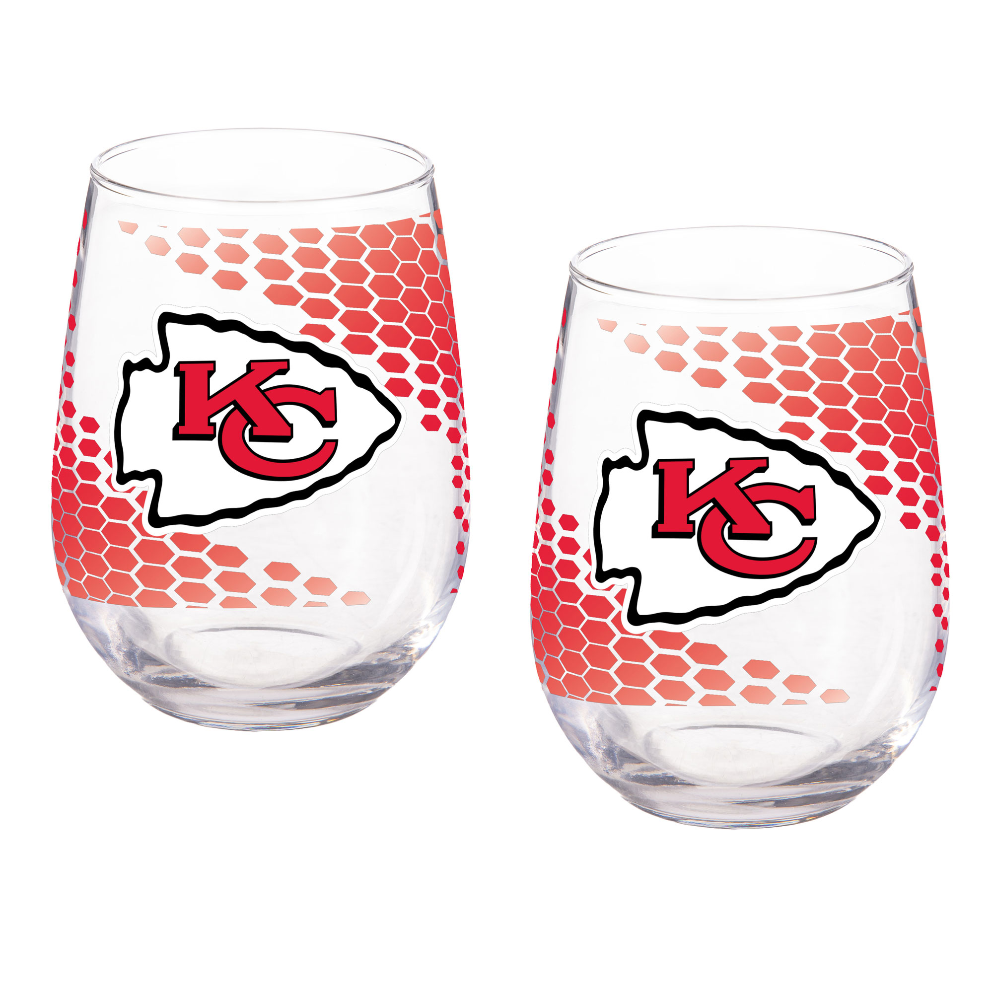 Kansas City Chiefs Two-Piece 17oz. Color Fade Stemless Wine Glass Set