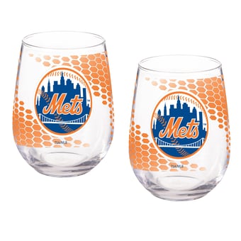 New York Mets Two-Piece 17oz. Color Fade Stemless Wine Glass Set