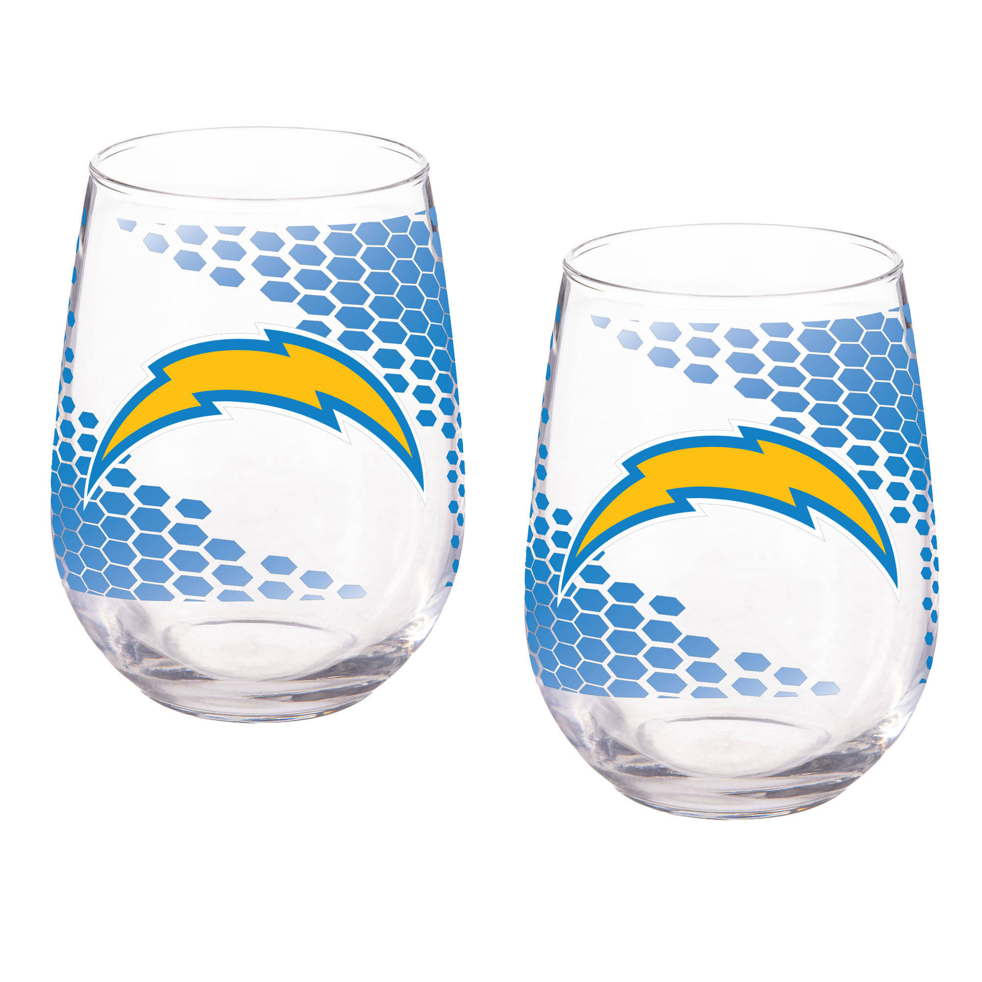 Los Angeles Chargers Two-Piece 17oz. Color Fade Stemless Wine Glass Set