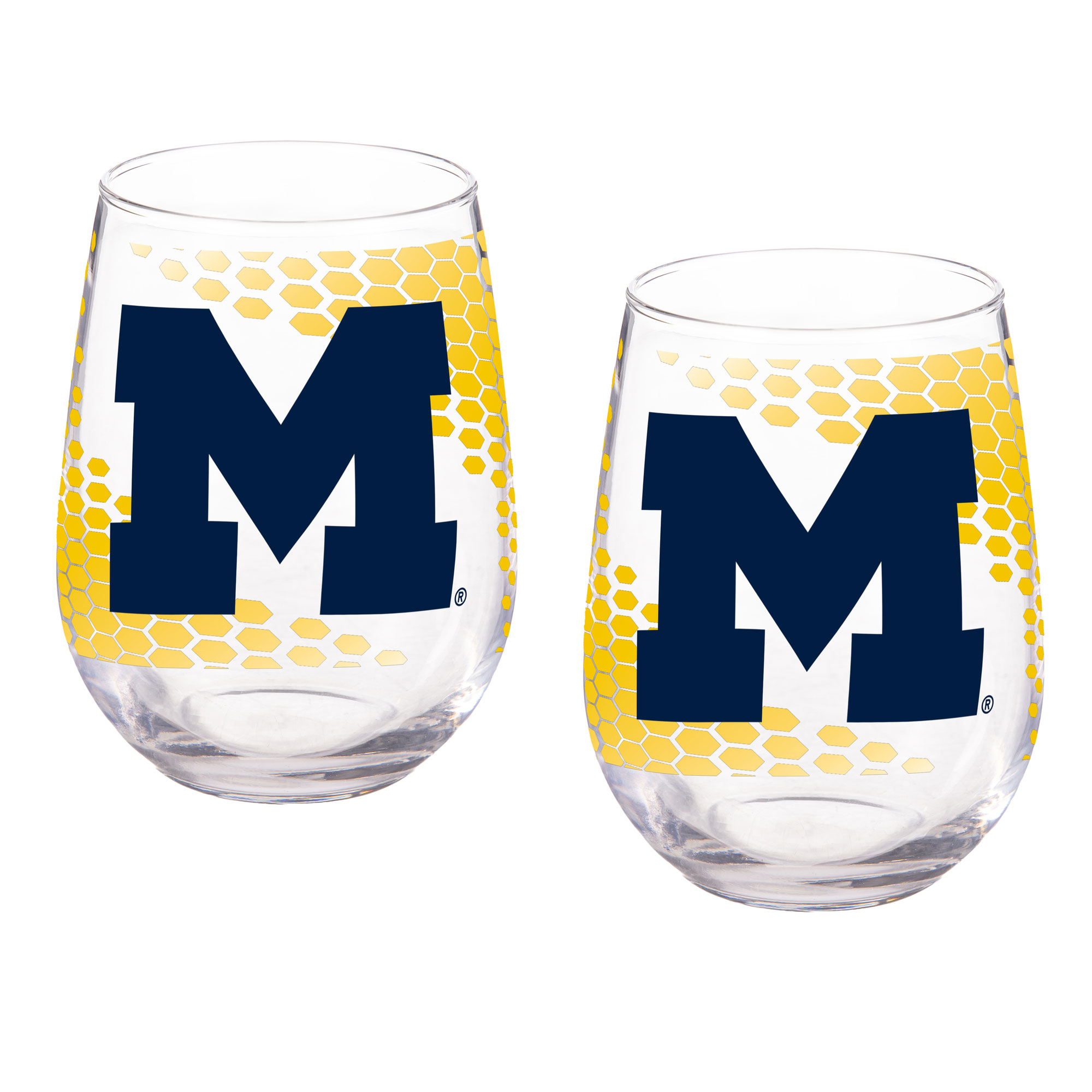 Michigan Wolverines Two-Piece 17oz. Color Fade Stemless Wine Glass Set