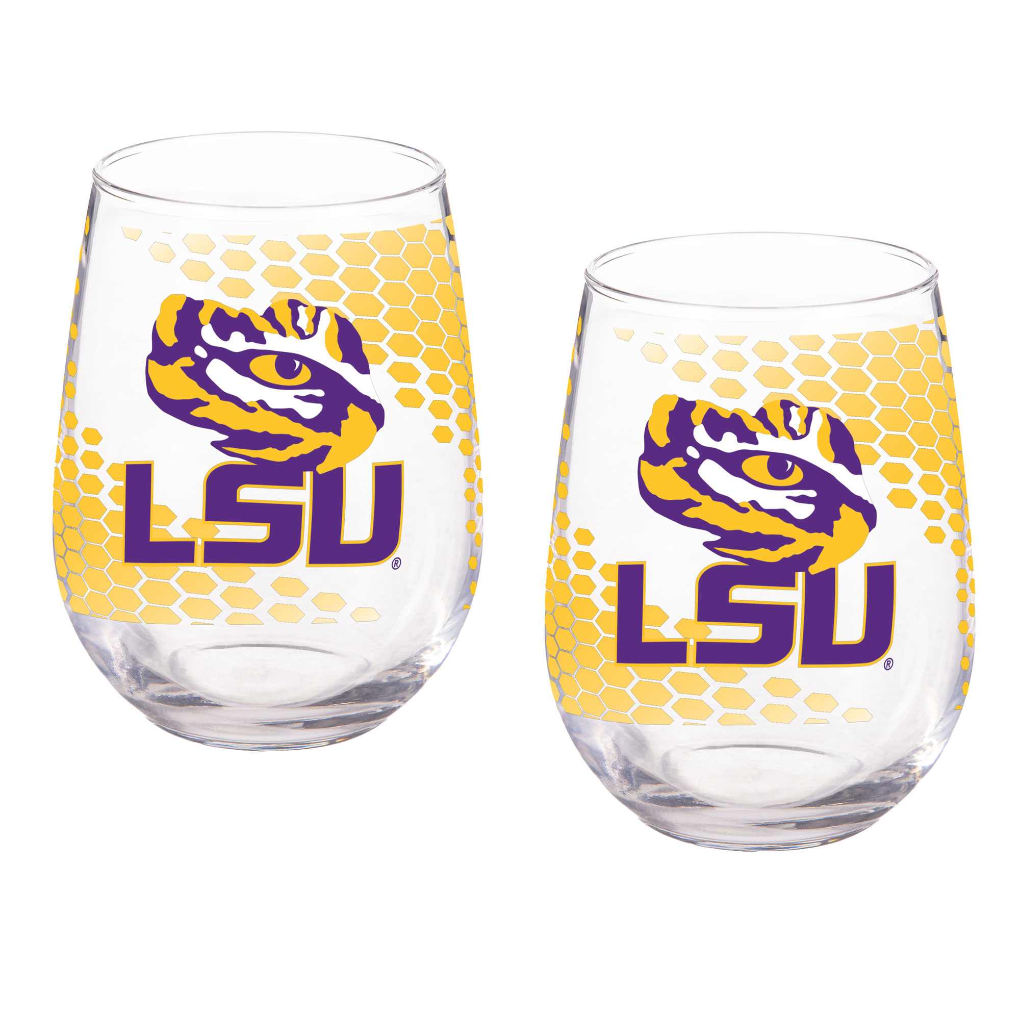 LSU Tigers Two-Piece 17oz. Color Fade Stemless Wine Glass Set