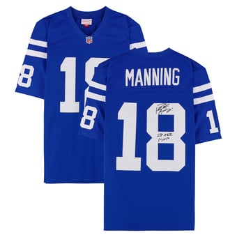 Peyton Manning Indianapolis Colts Autographed Royal Mitchell & Ness 1998 Replica Jersey with "SB XLI MVP" Inscription