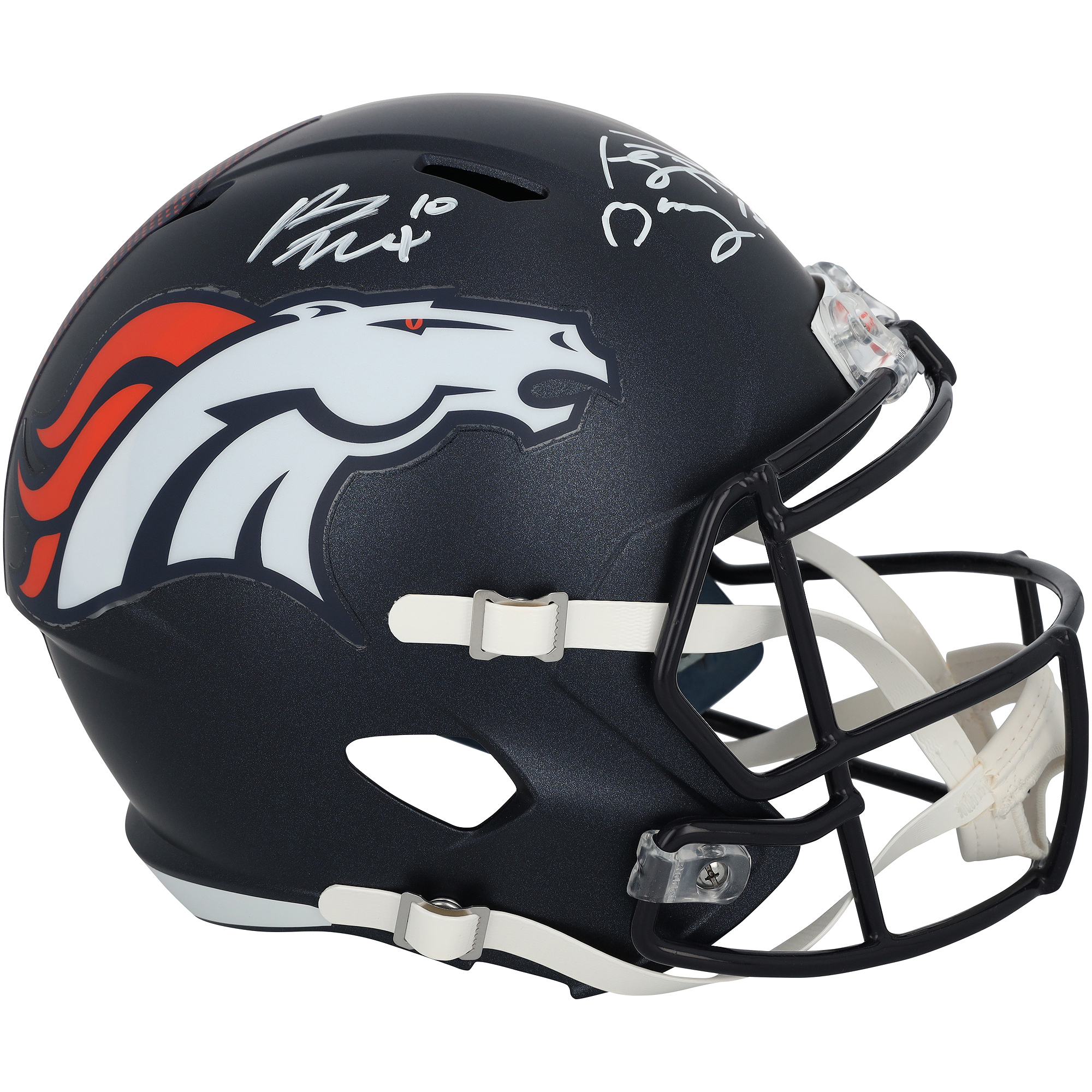 Peyton Manning & Bo Nix Denver Broncos Autographed Riddell Speed Replica Helmet