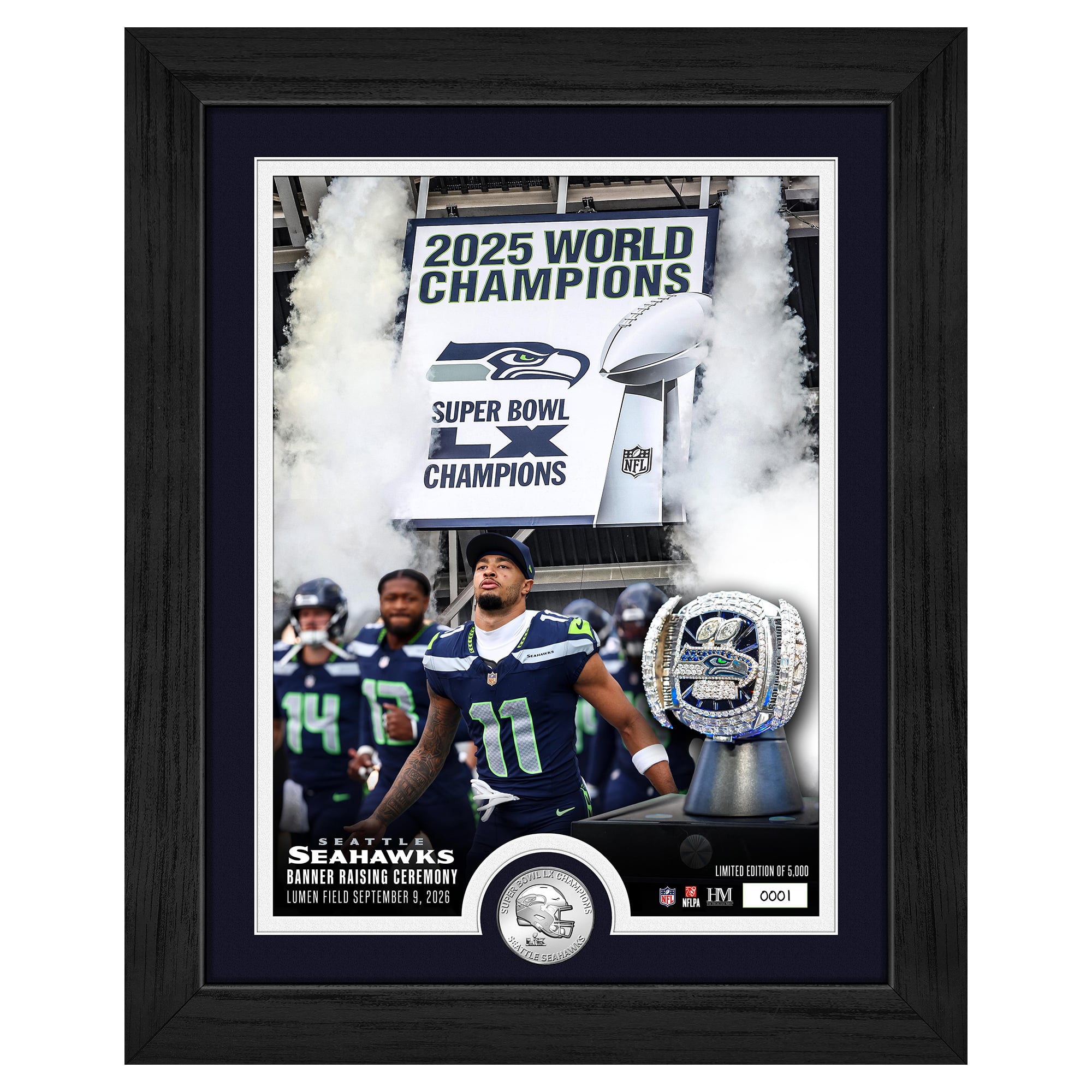 Highland Mint Seattle Seahawks Super Bowl LX Banner Raising Silver Coin Photo Mint