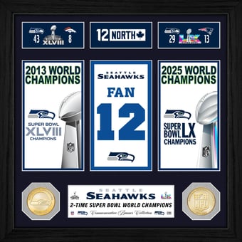 Highland Mint Seattle Seahawks 2-Time Super Bowl Champions Banner Collection Bronze Coin Photo Mint