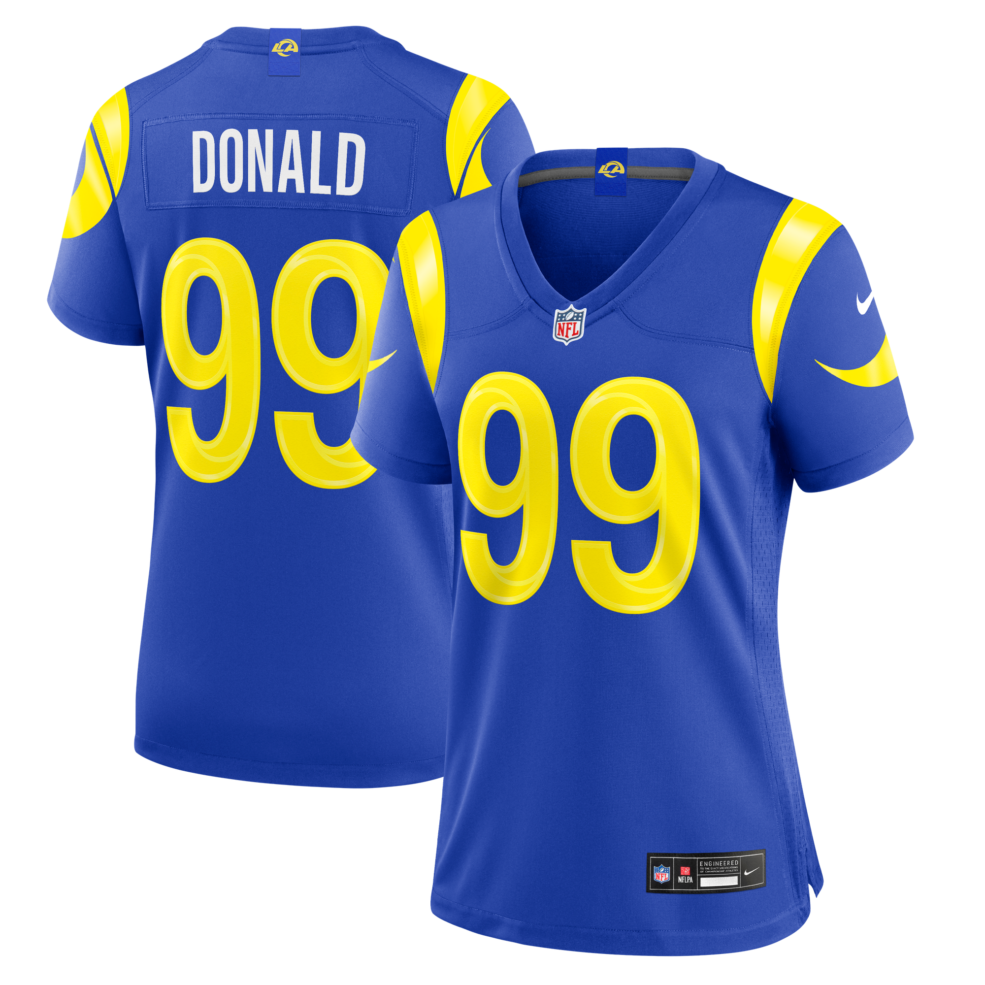 Camiseta Nike Game de la 1ª equipación del Los Angeles Rams - Azul royal - Aaron Donald - Mujer