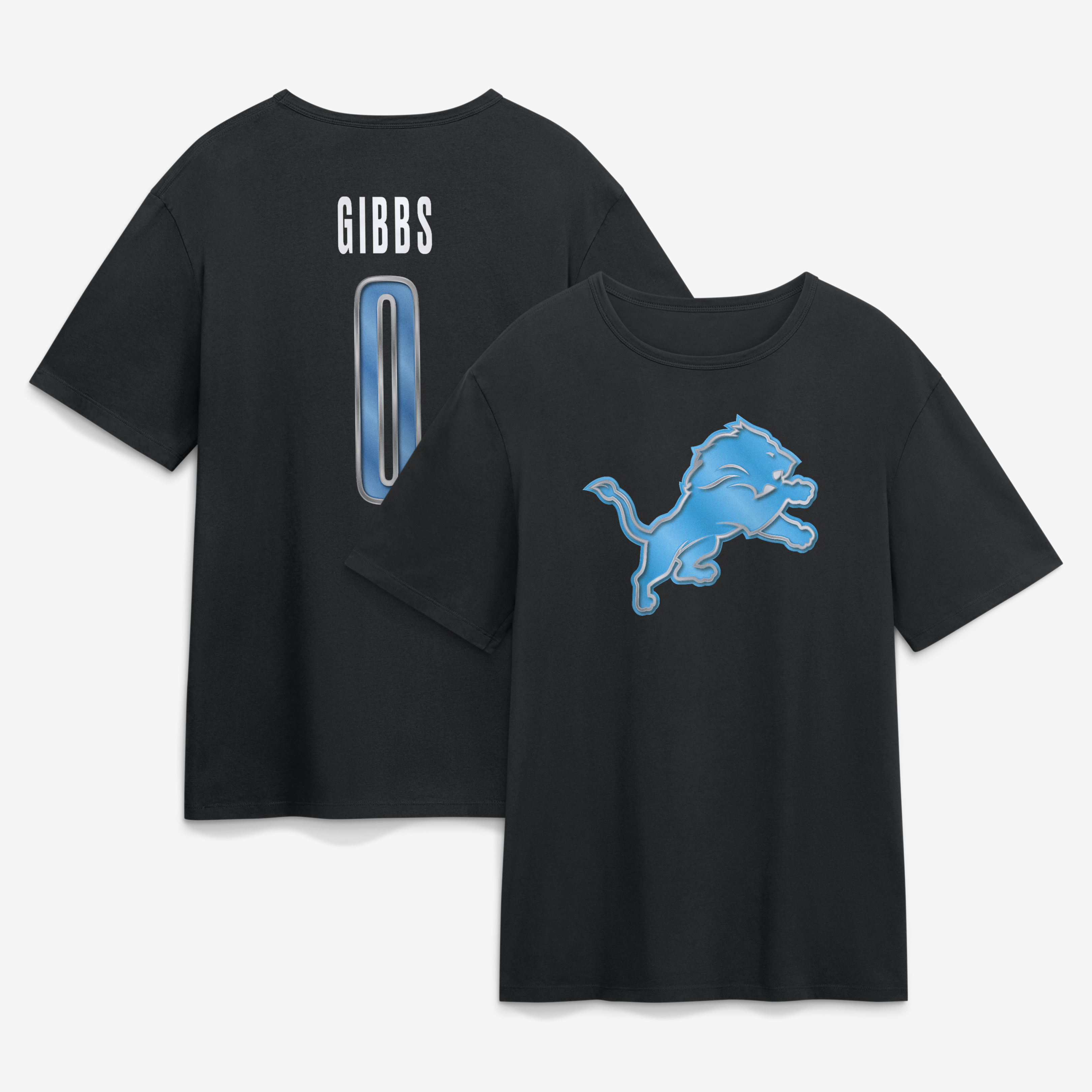 Men's Black Detroit Lions  Forged Mascot Name & Number T-Shirt