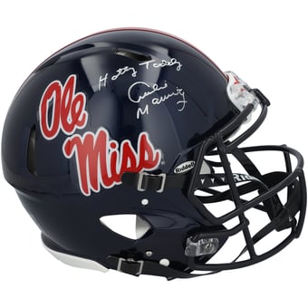 "Archie Manning Ole Miss Rebels Autographed Riddell Navy Speed Authentic Helmet with ""Hotty Toddy"" Inscription"
