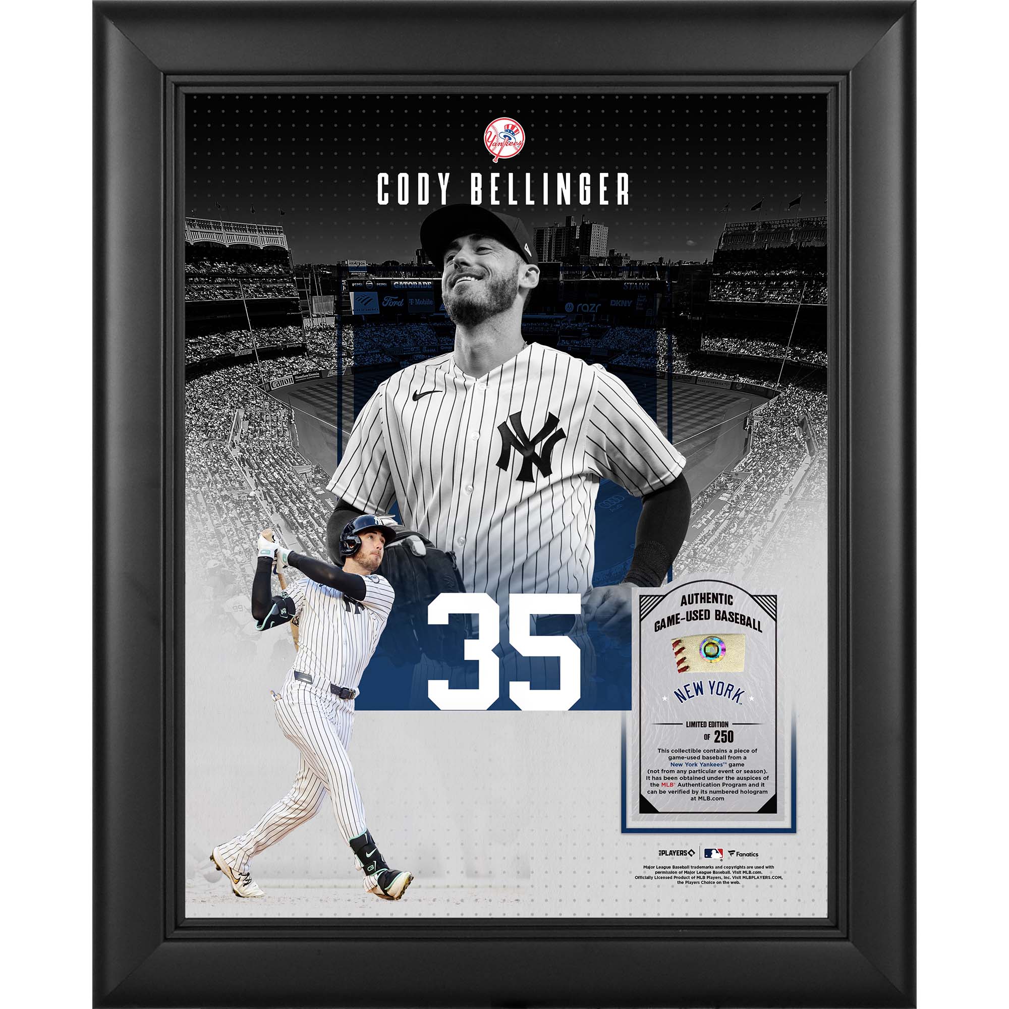 Cody Bellinger New York Yankees Framed 11" x 14" Showcase Collage with a Piece of Game-Used Ball - Limited Edition of 250
