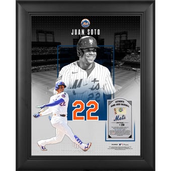 Juan Soto New York Mets Framed 11" x 14" Showcase Collage with a Piece of Game-Used Ball - Limited Edition of 250