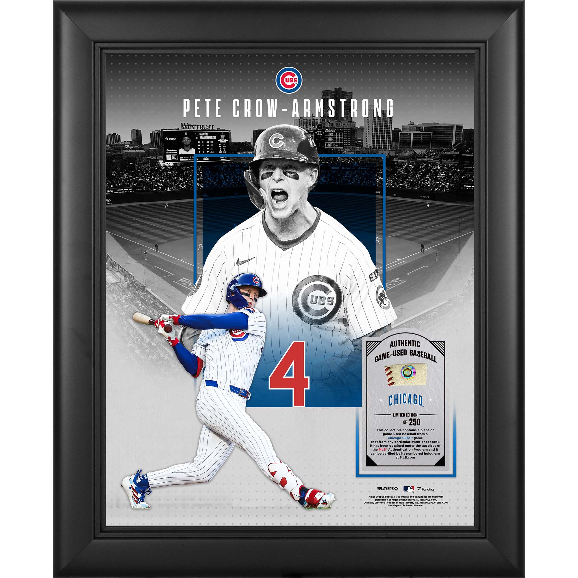 Pete Crow-Armstrong Chicago Cubs Framed 11" x 14" Showcase Collage with a Piece of Game-Used Ball - Limited Edition of 250