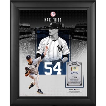 Max Fried New York Yankees Framed 11" x 14" Showcase Collage with a Piece of Game-Used Ball - Limited Edition of 250