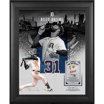 Riley Greene Detroit Tigers Framed 11" x 14" Showcase Collage with a Piece of Game-Used Ball - Limited Edition of 250