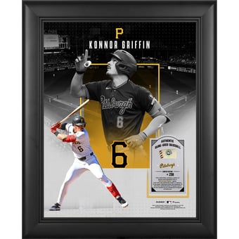 Konnor Griffin Pittsburgh Pirates Framed 11" x 14" Showcase Collage with a Piece of Game-Used Ball - Limited Edition of 250