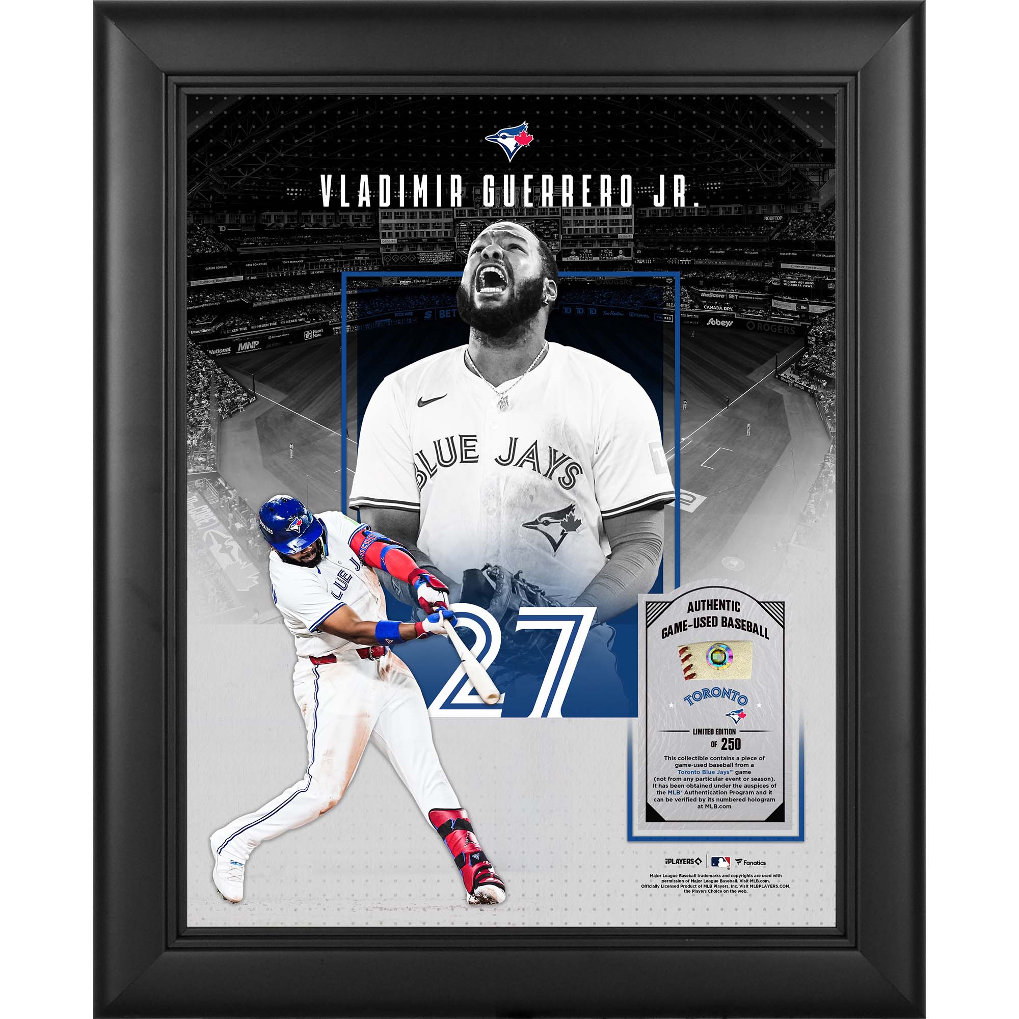 Vladimir Guerrero Jr. Toronto Blue Jays Framed 11" x 14" Showcase Collage with a Piece of Game-Used Ball - Limited Edition of 250