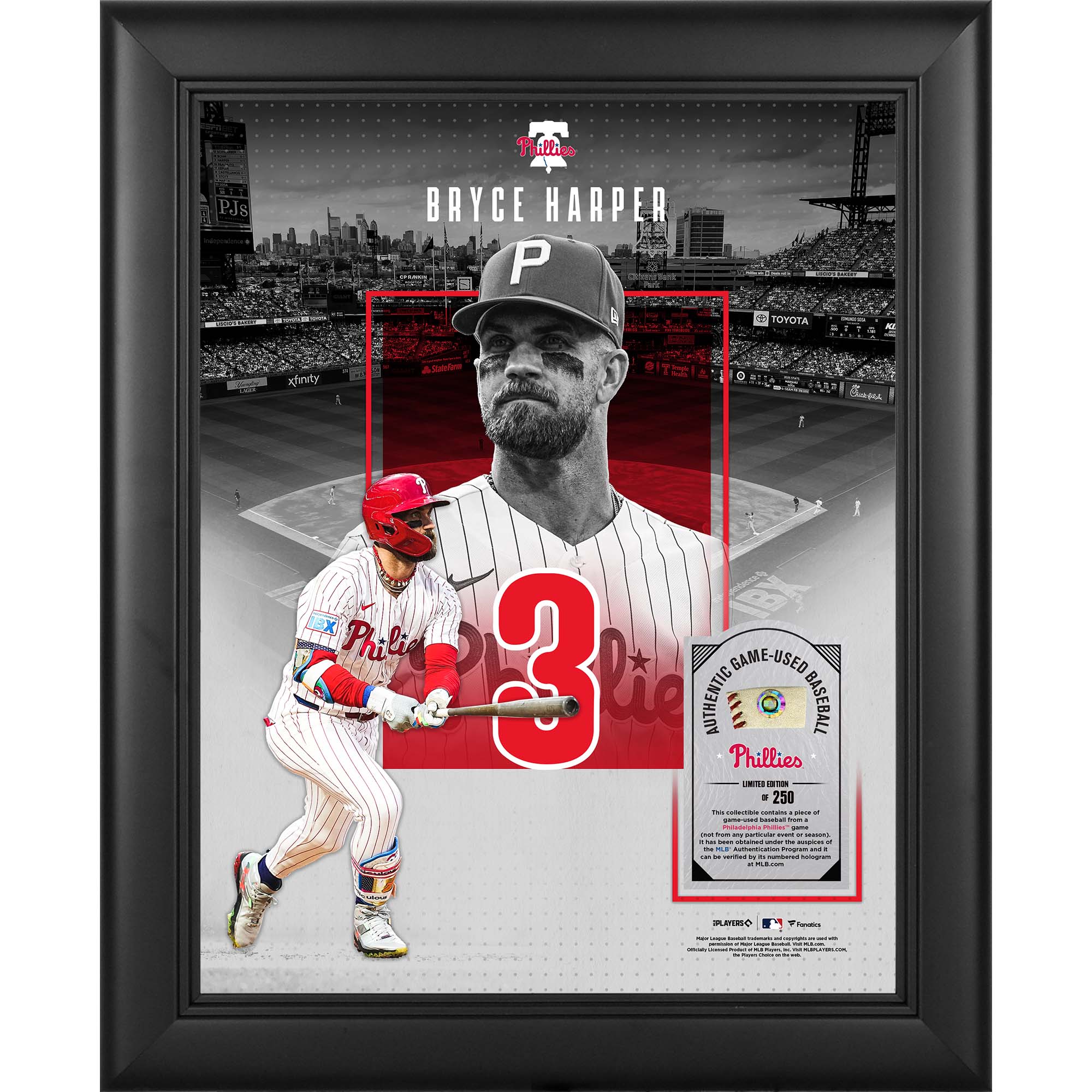 Bryce Harper Philadelphia Phillies Framed 11" x 14" Showcase Collage with a Piece of Game-Used Ball - Limited Edition of 250