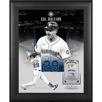 Cal Raleigh Seattle Mariners Framed 11" x 14" Showcase Collage with a Piece of Game-Used Ball - Limited Edition of 250