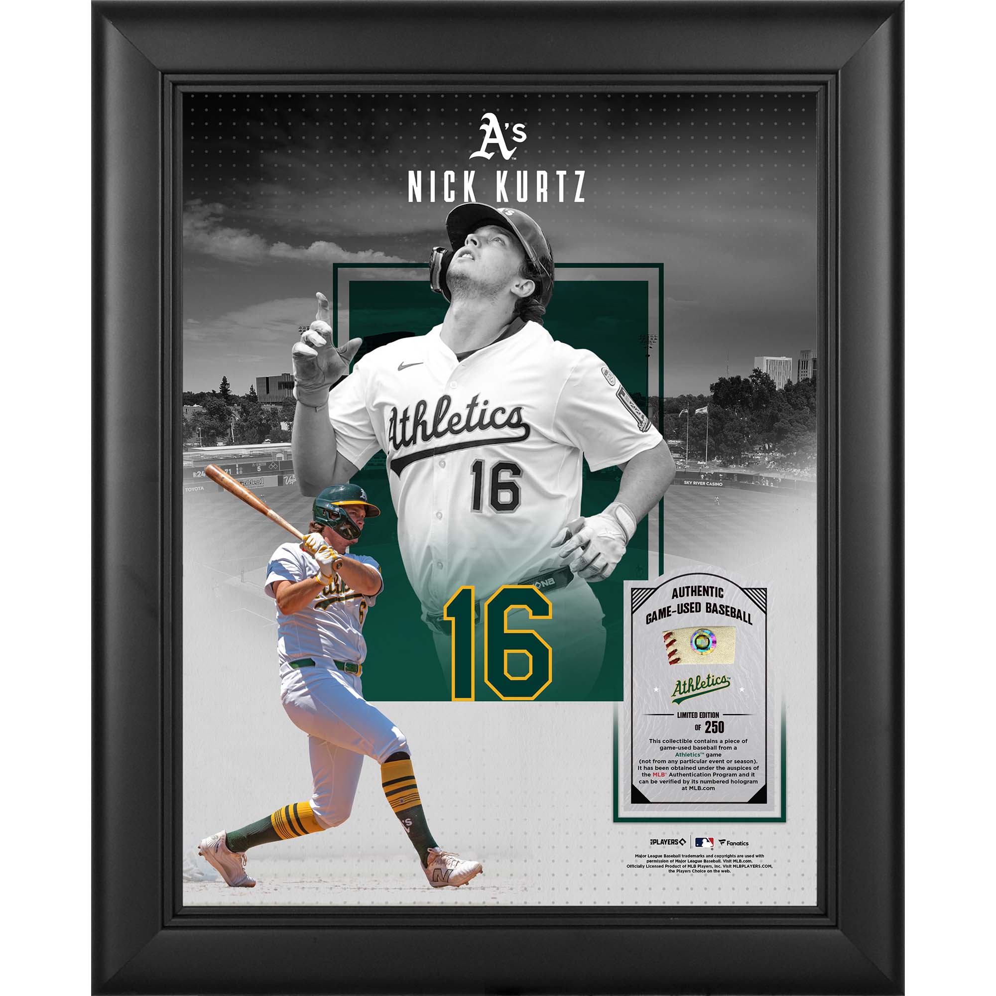 Nick Kurtz Athletics Framed 11" x 14" Showcase Collage with a Piece of Game-Used Ball - Limited Edition of 250