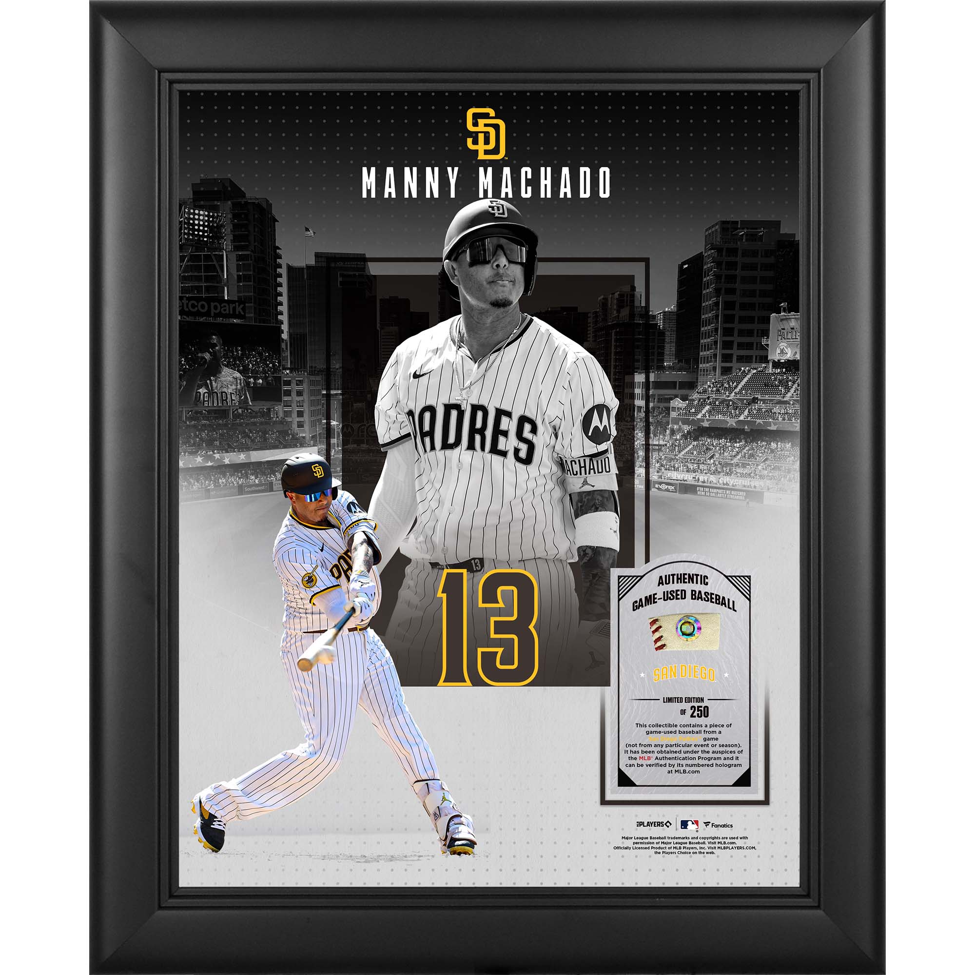 Manny Machado San Diego Padres Framed 11" x 14" Showcase Collage with a Piece of Game-Used Ball - Limited Edition of 250