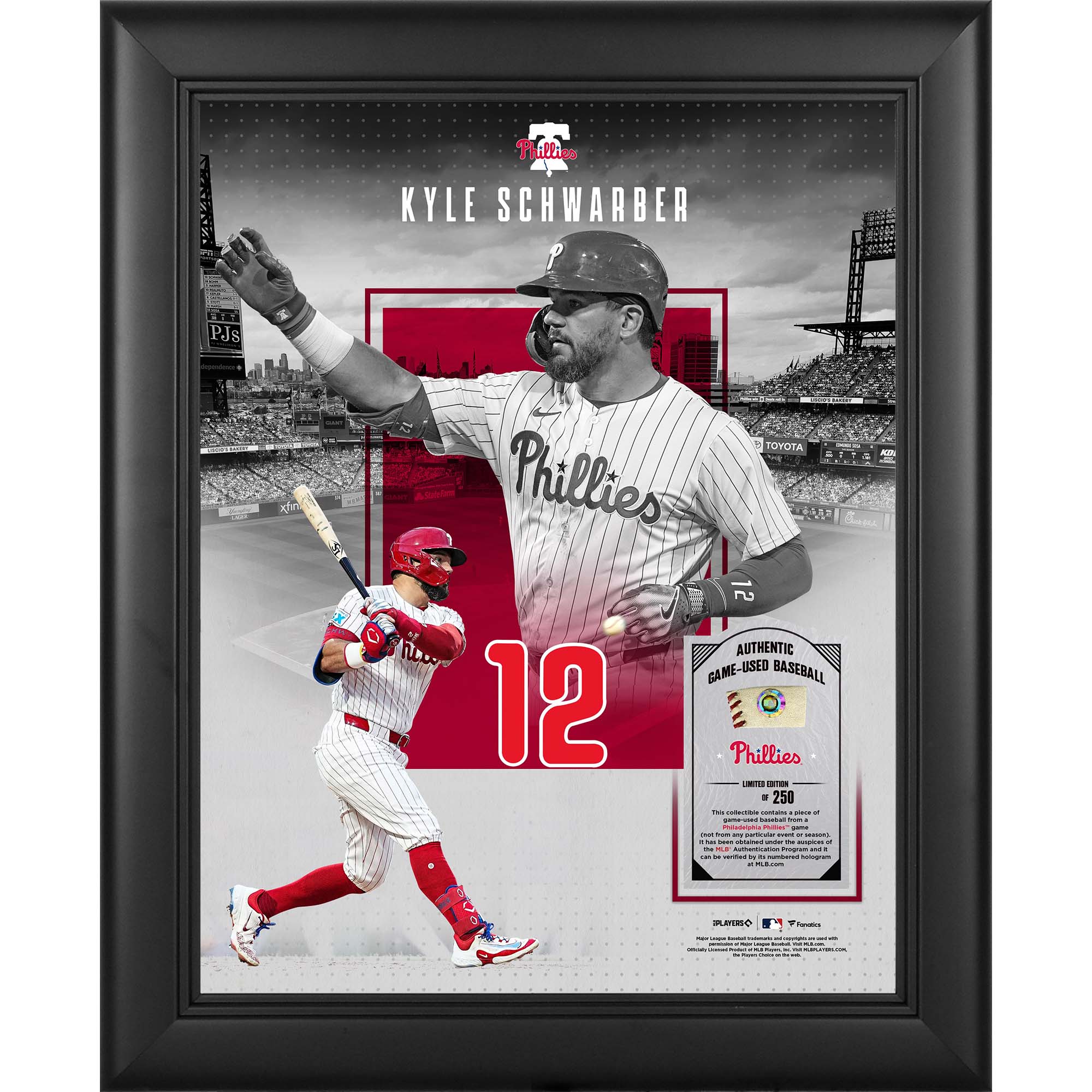 Kyle Schwarber Philadelphia Phillies Framed 11″ x 14″ Showcase Collage with a Piece of Game-Used Ball – Limited Edition of 250 Kyle Schwarber Philadelphia Phillies Framed 11″ x 14″ Showcase Collage with a Piece of Game-Used Ball – Limited Edition of 250