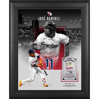Jose Ramirez Cleveland Guardians Framed 11" x 14" Showcase Collage with a Piece of Game-Used Ball - Limited Edition of 250
