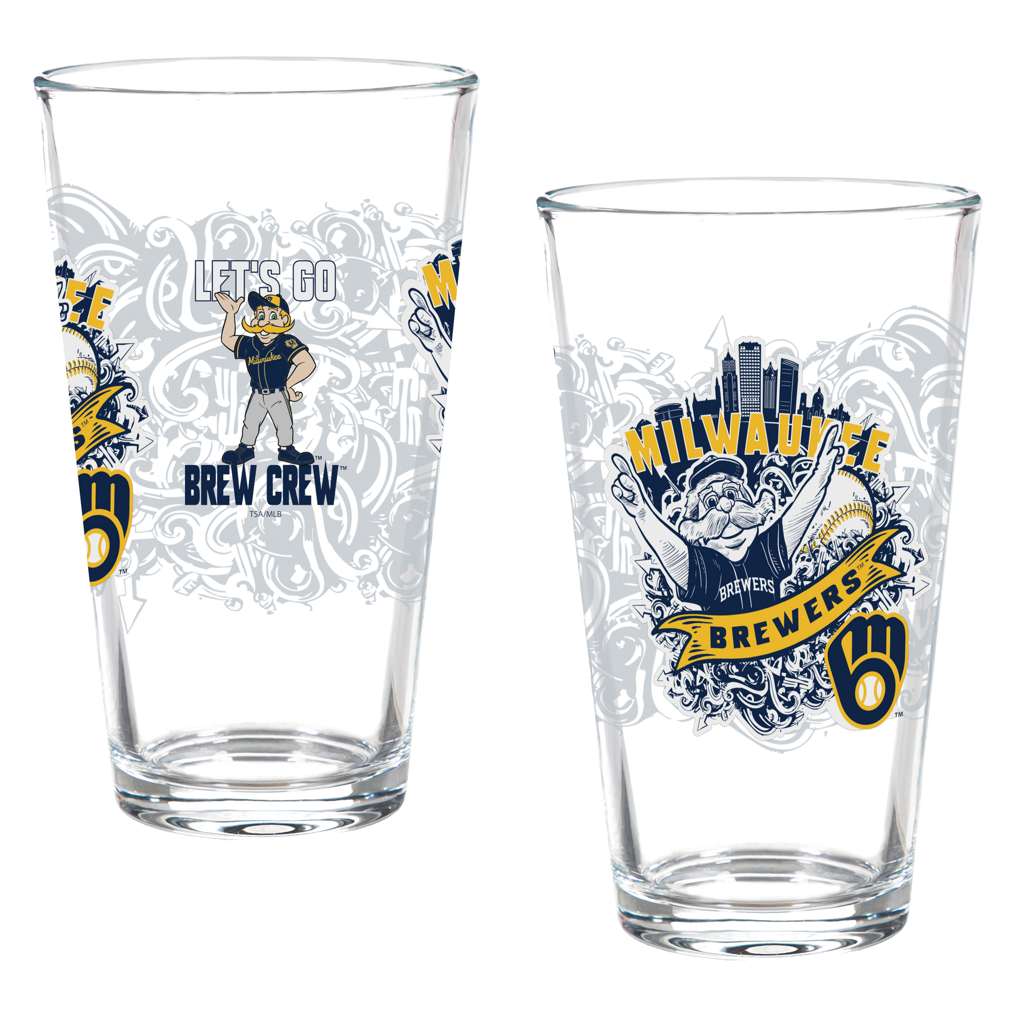 Milwaukee Brewers Two-Piece 16oz. Hometown Series Pint Glass Set