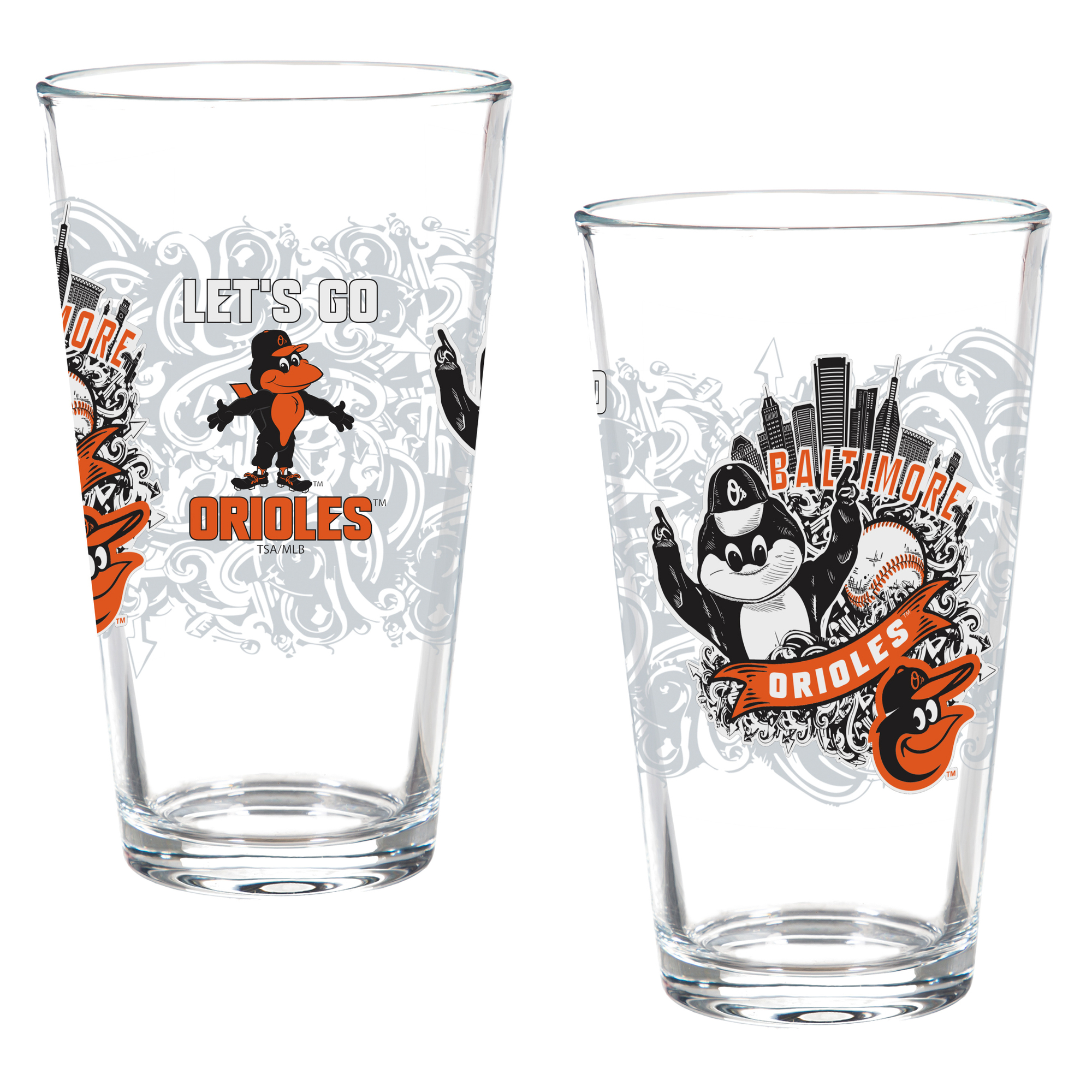 Baltimore Orioles Two-Piece 16oz. Hometown Series Pint Glass Set