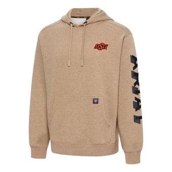 Men's Ariat  Oatmeal Oklahoma State Cowboys Rebar Lightweight Logo Hoodie