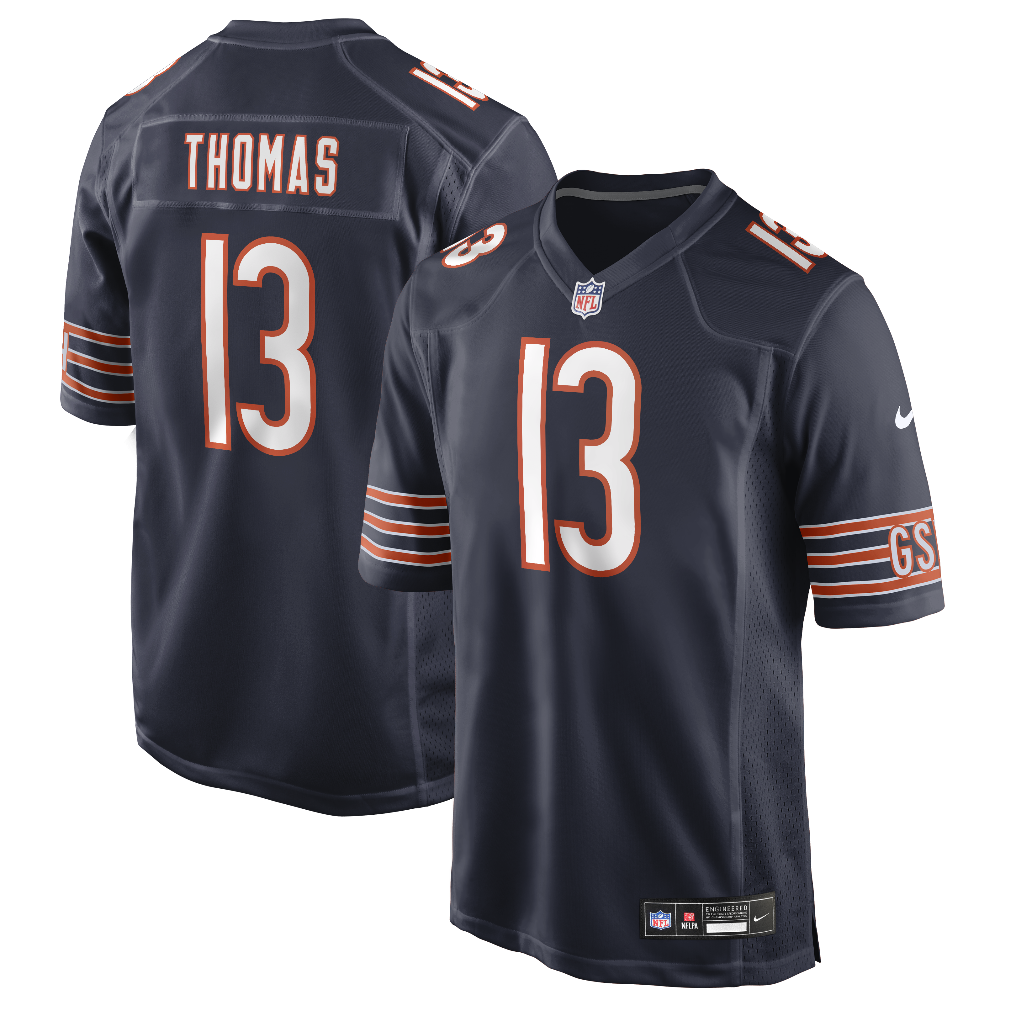 Men's Nike Zavion Thomas Navy Chicago Bears Team Game Jersey