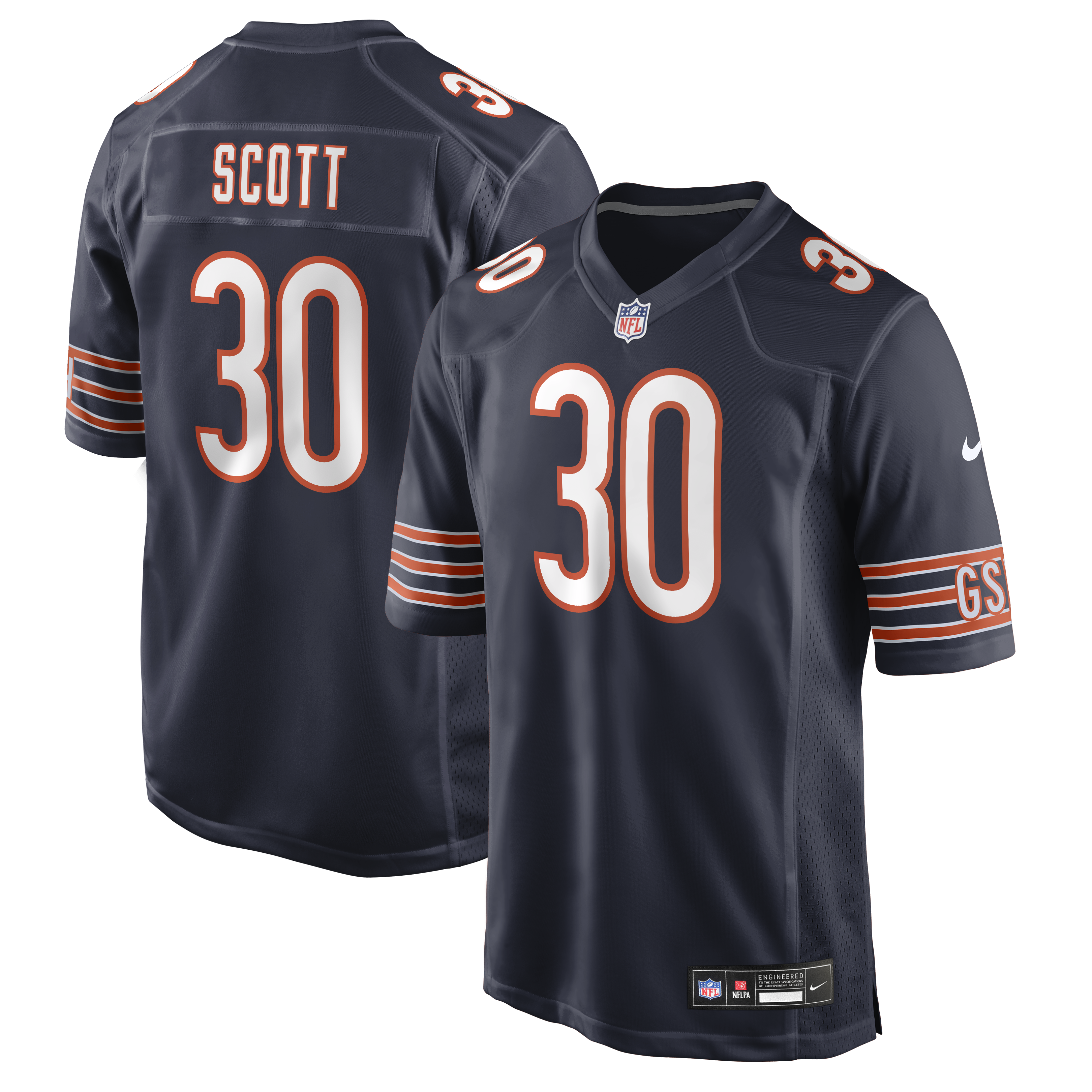 Men's Nike Zavier Scott Navy Chicago Bears Team Game Jersey