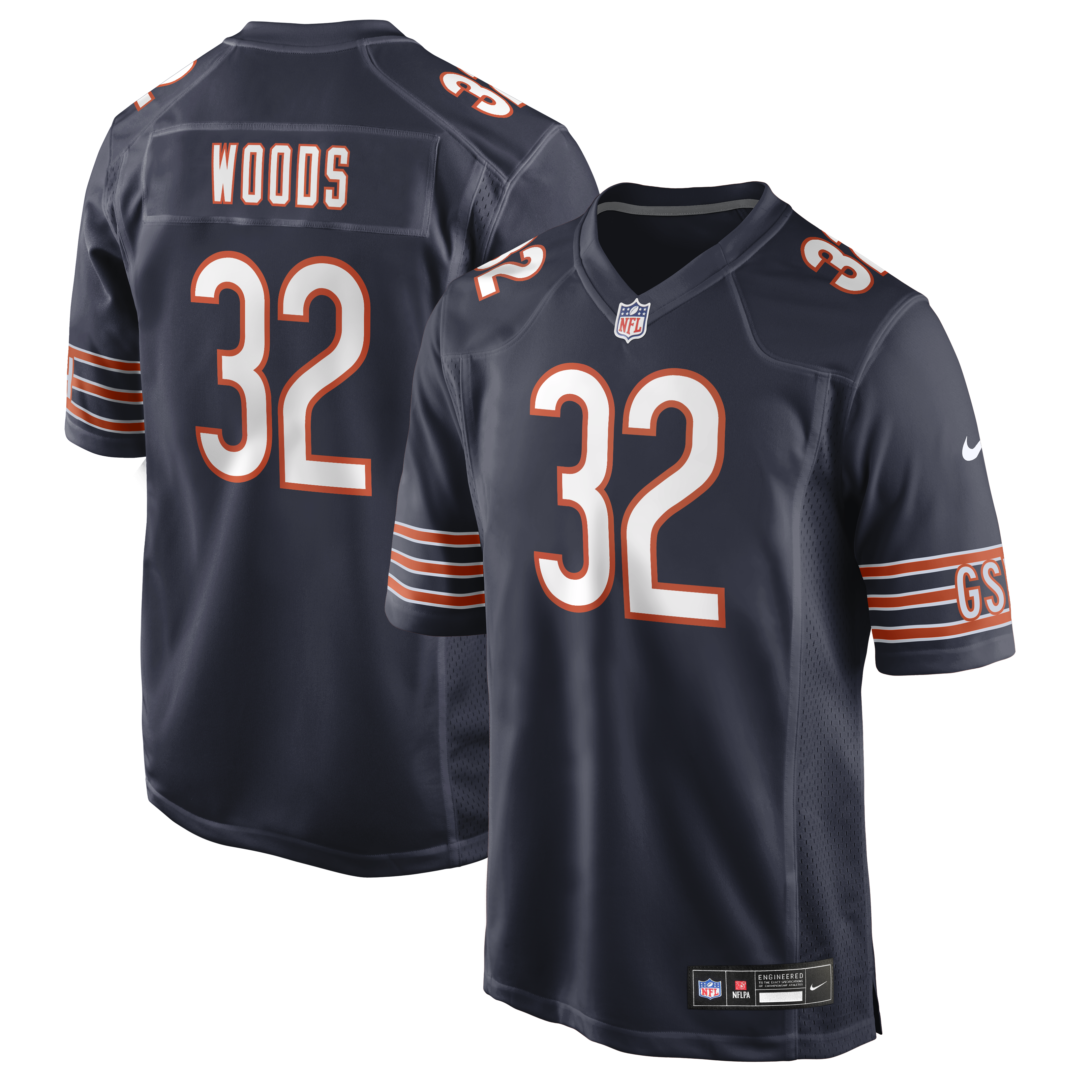 Men's Nike Xavier Woods Navy Chicago Bears Team Game Jersey