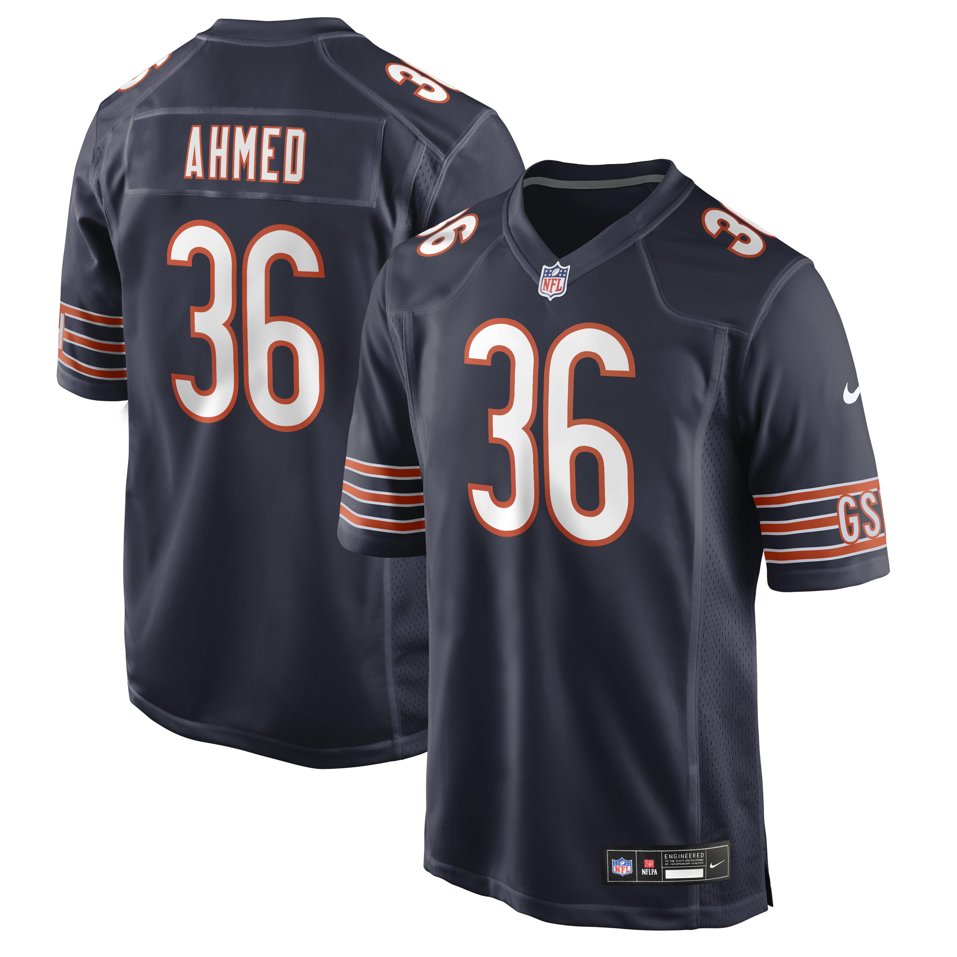 Men's Nike Salvon Ahmed Navy Chicago Bears Team Game Jersey