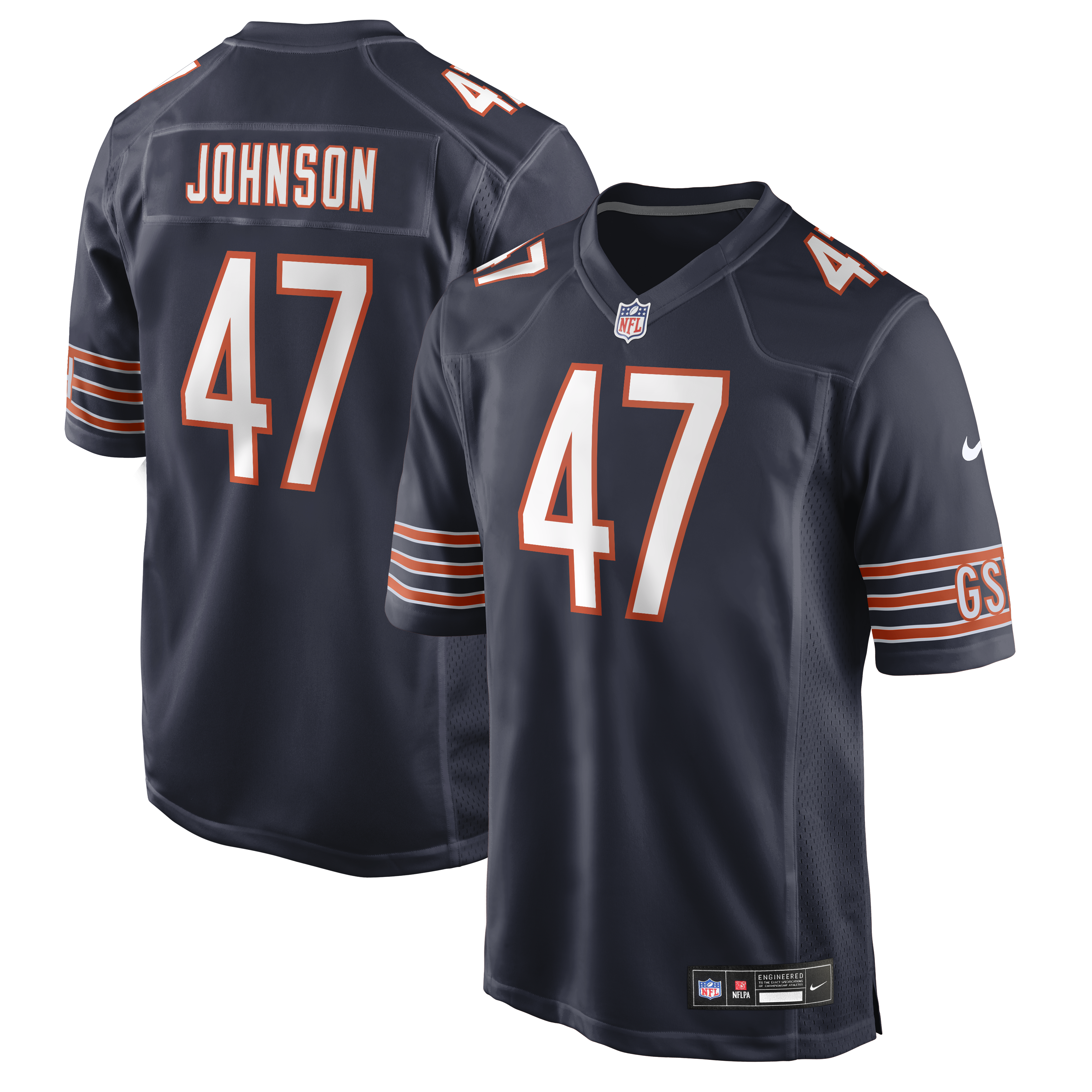 Men's Nike Buddy Johnson Navy Chicago Bears Team Game Jersey