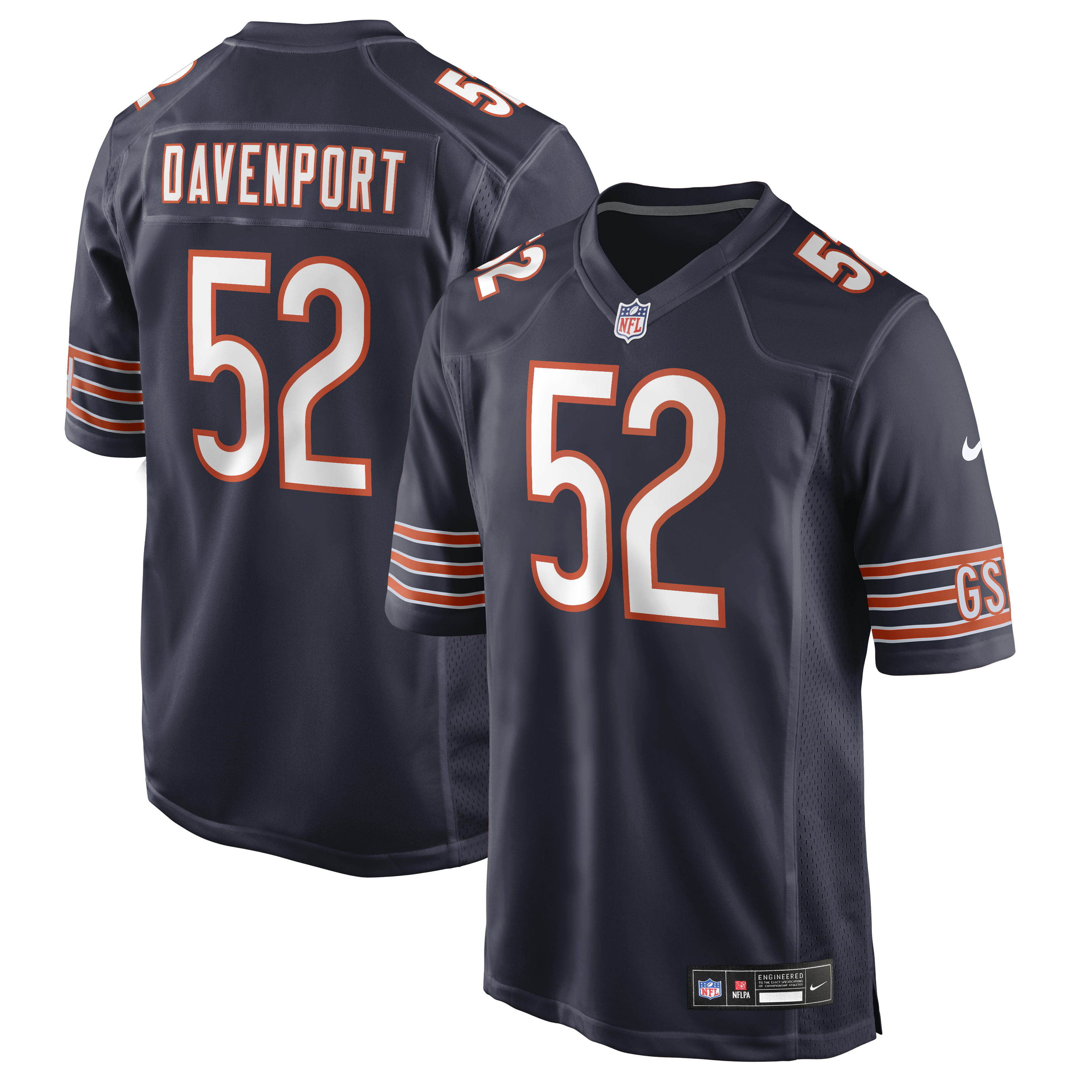 Men's Nike Marcus Davenport Navy Chicago Bears Team Game Jersey