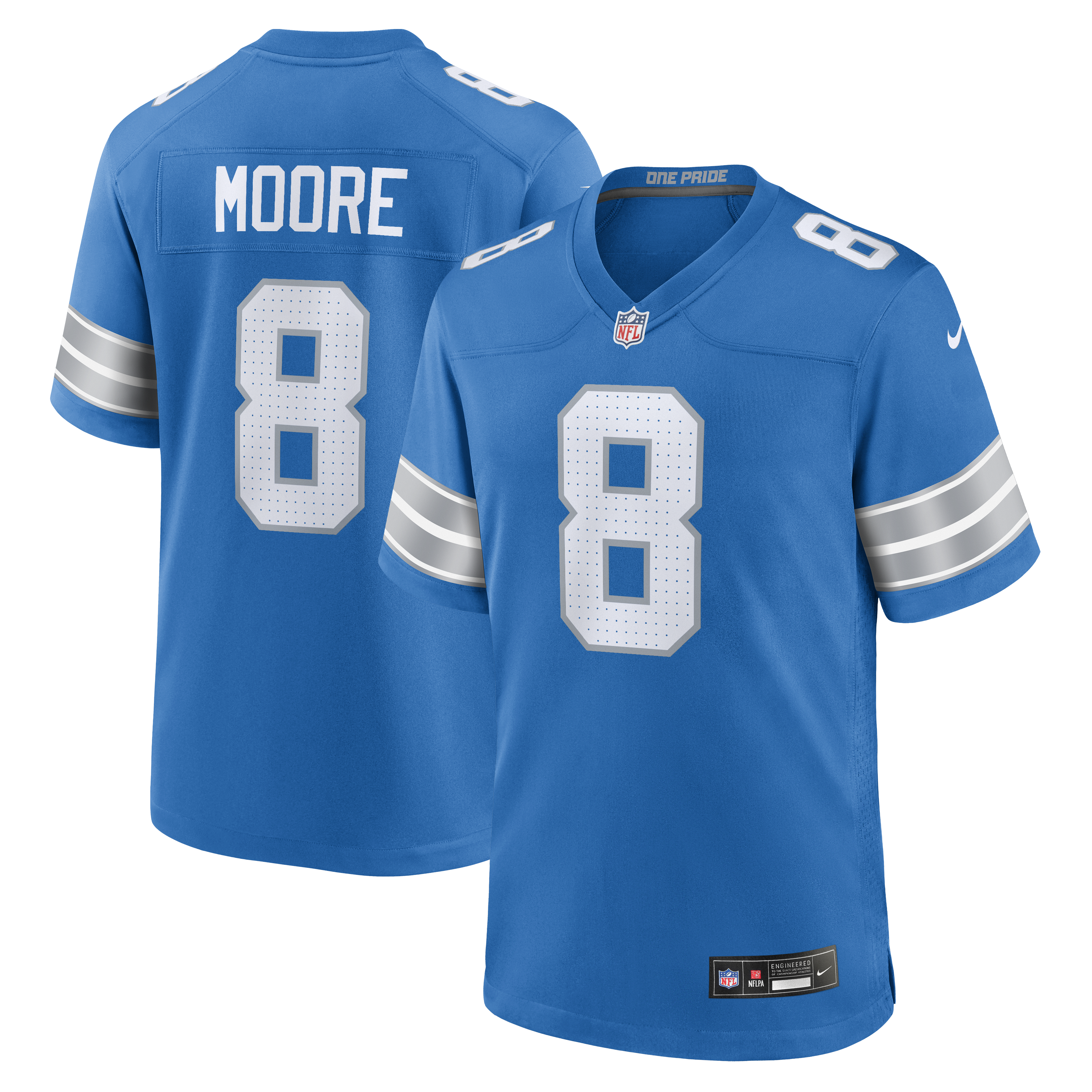 Men's Nike Derrick Moore Blue Detroit Lions Team Game Jersey