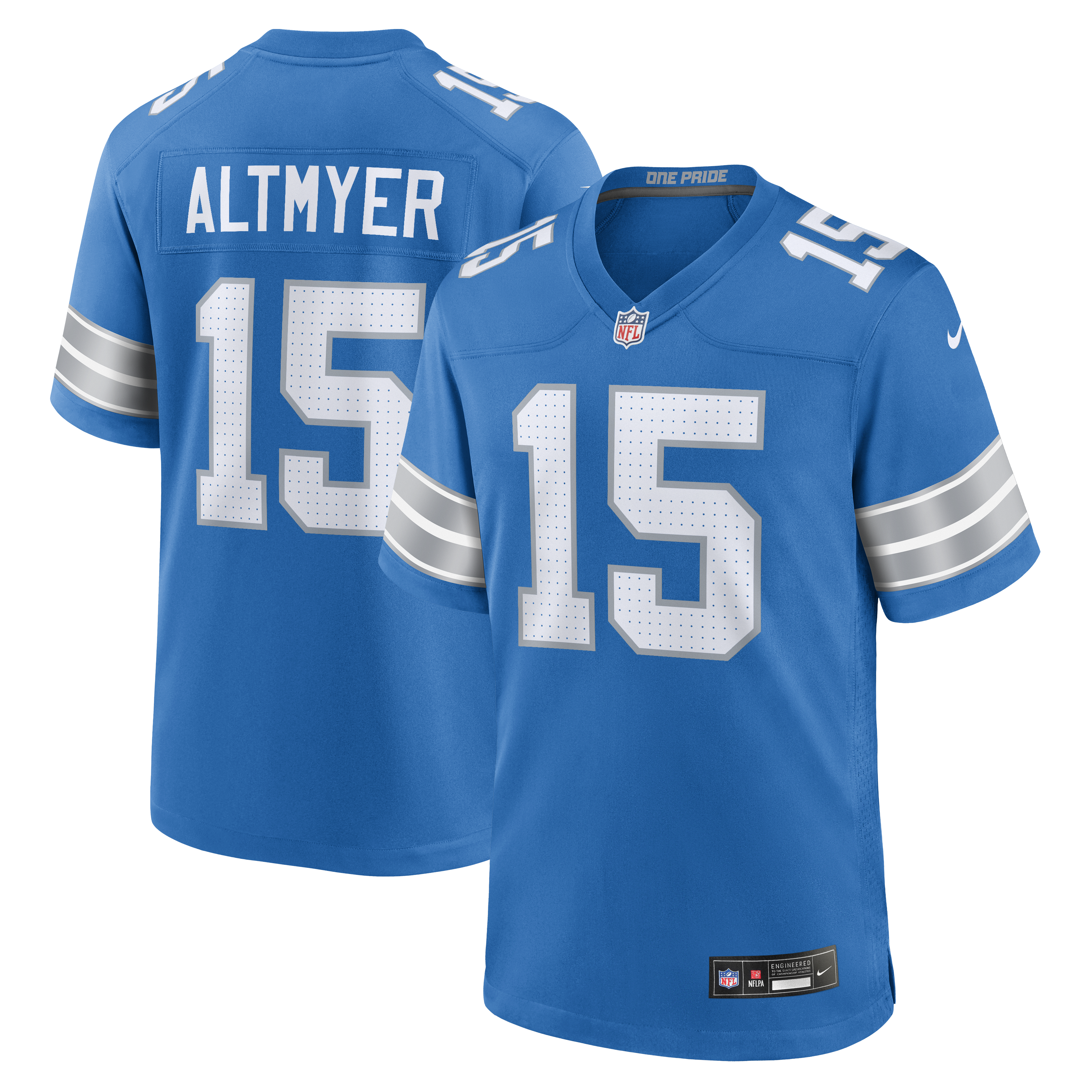 Men's Nike Luke Altmyer Blue Detroit Lions Team Game Jersey