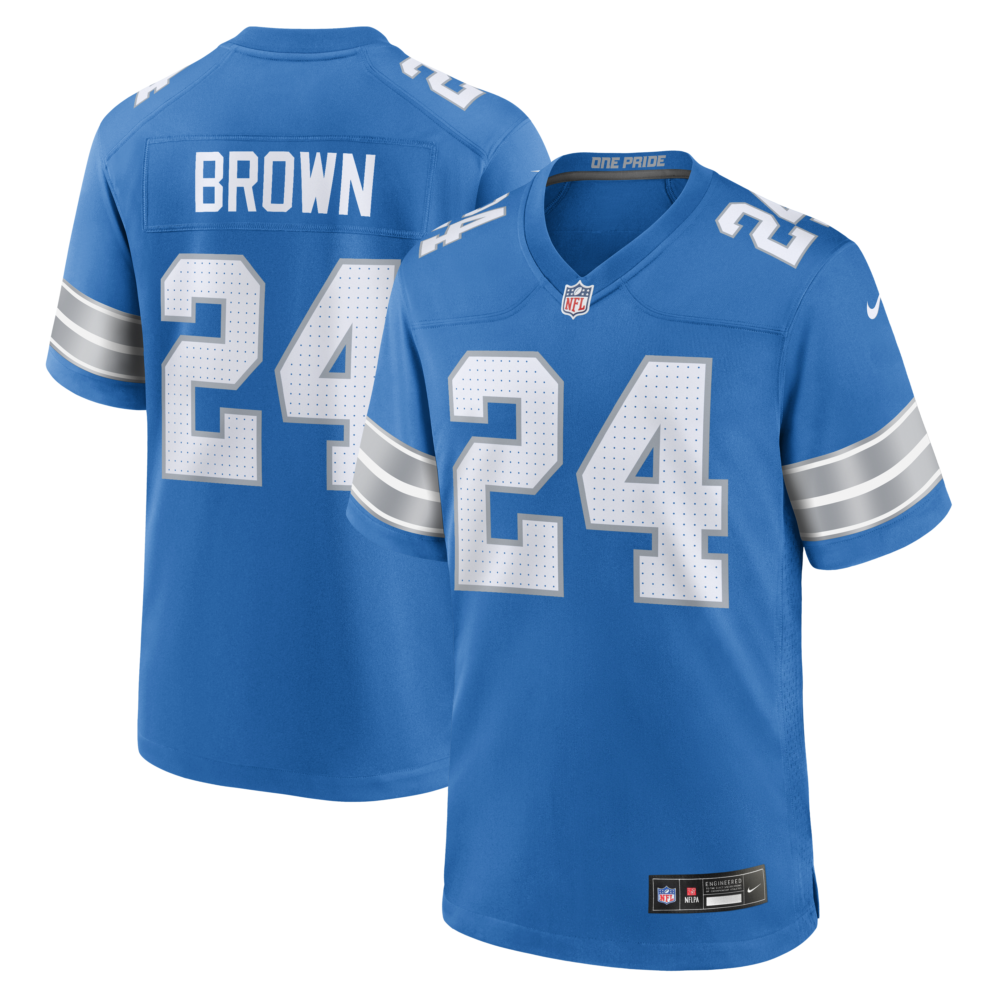 Men's Nike Aamaris Brown Blue Detroit Lions Team Game Jersey