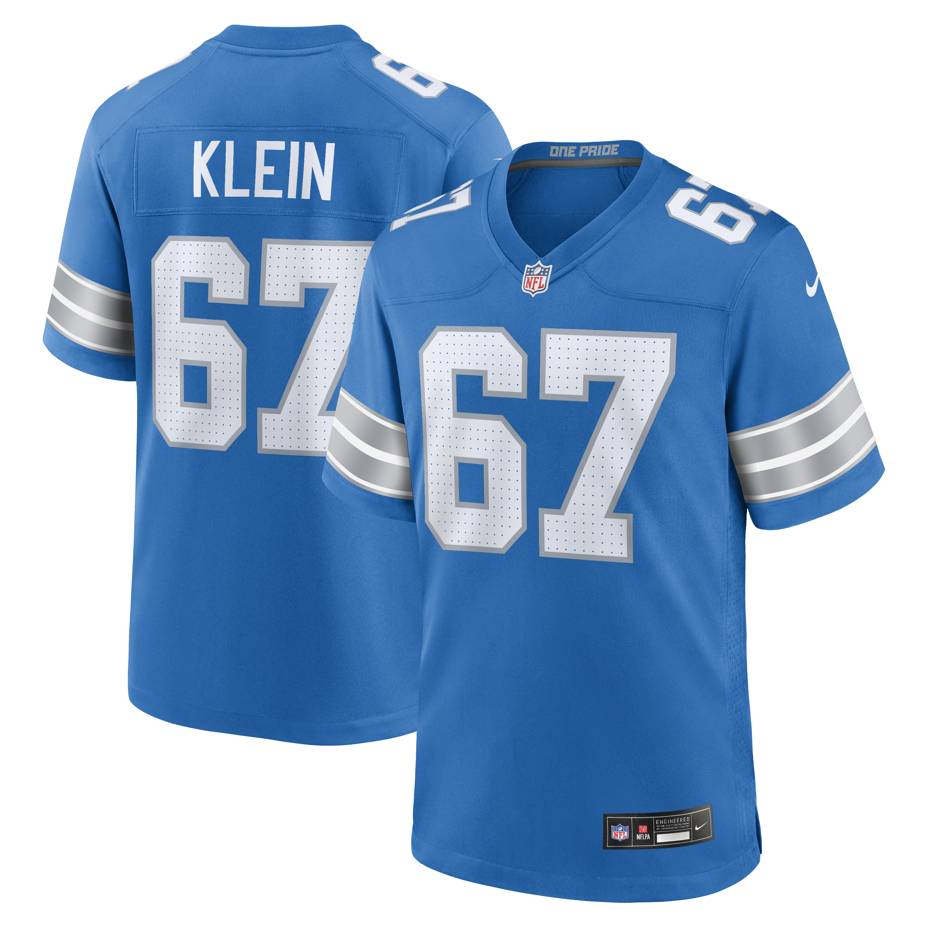 Men's Nike Elijah Klein Blue Detroit Lions Team Game Jersey